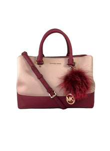 Michael Kors pink and burgundy leather satchel