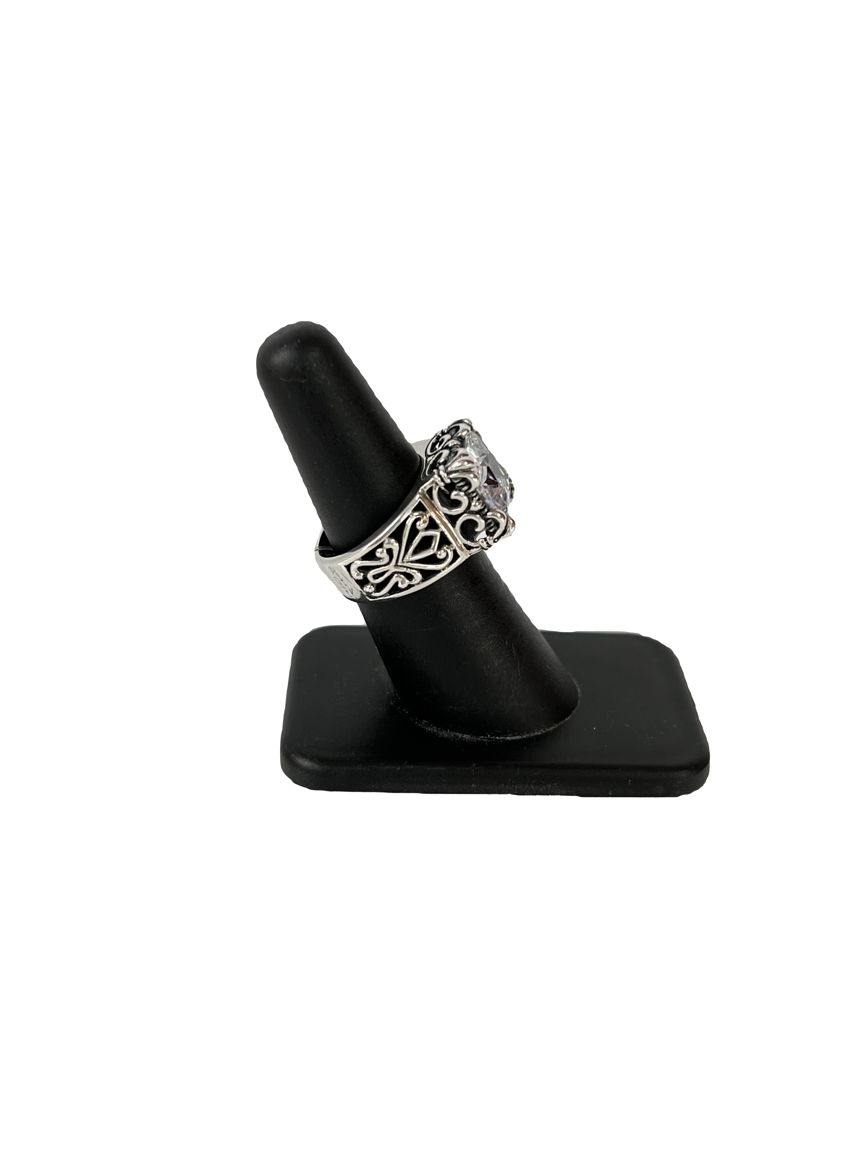 Silpada large square CZ sterling silver ring size 6.75