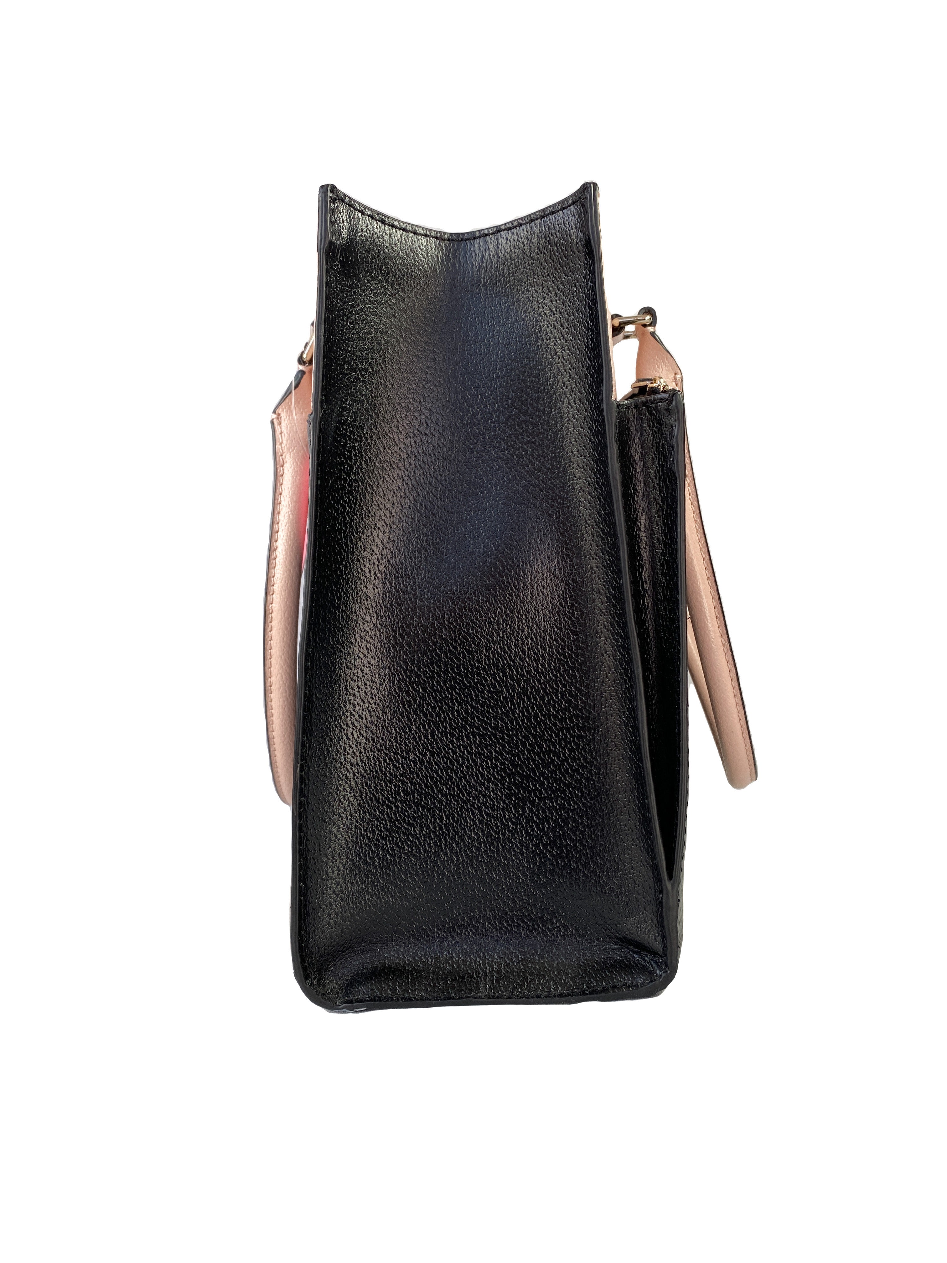 Kate Spade pink and black leather Grove Street tote NWT