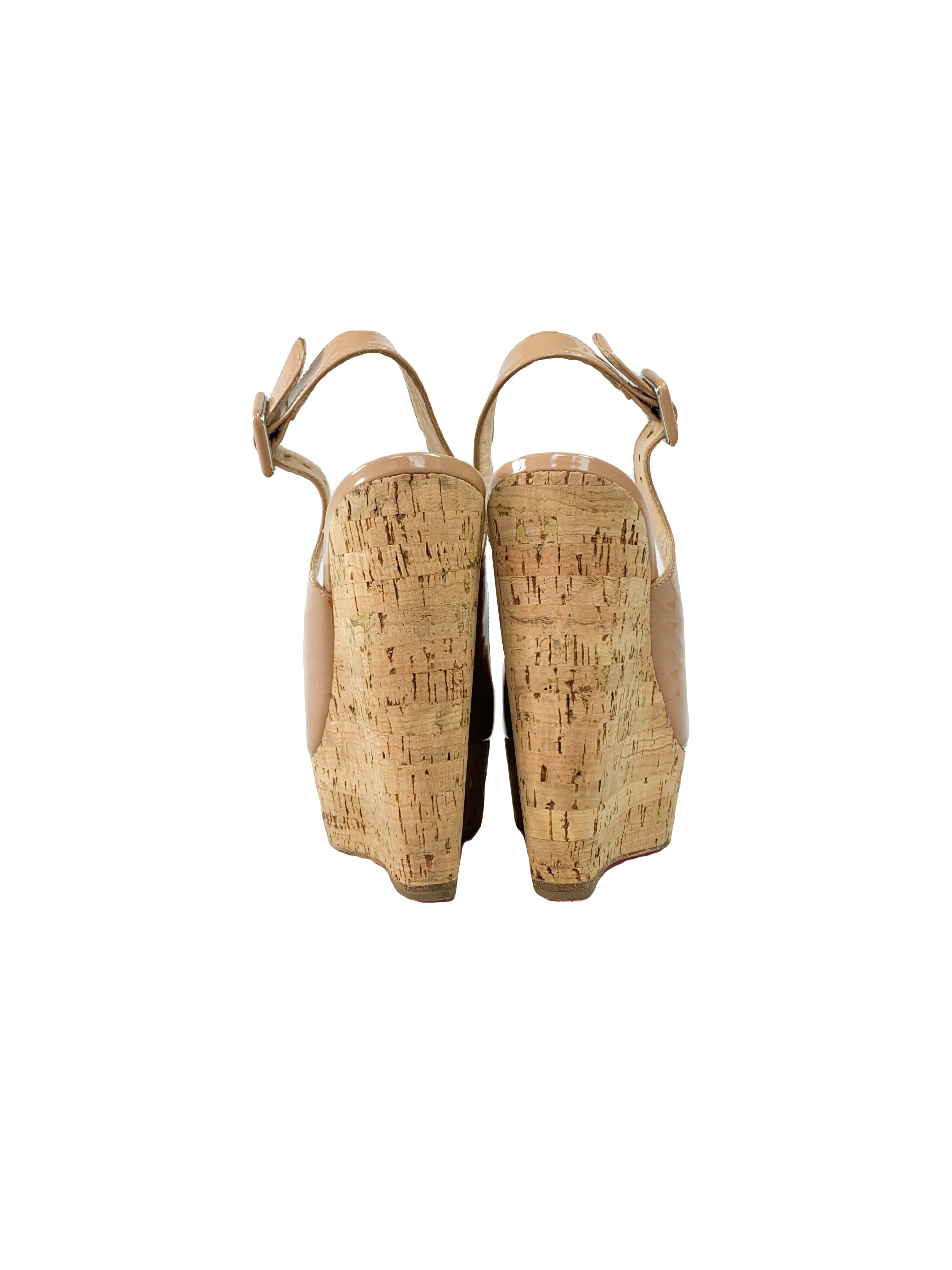 Christian Louboutin nude patent leather wedges size 36.5