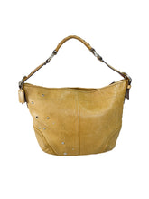 Coach tan leather studded shoulder bag