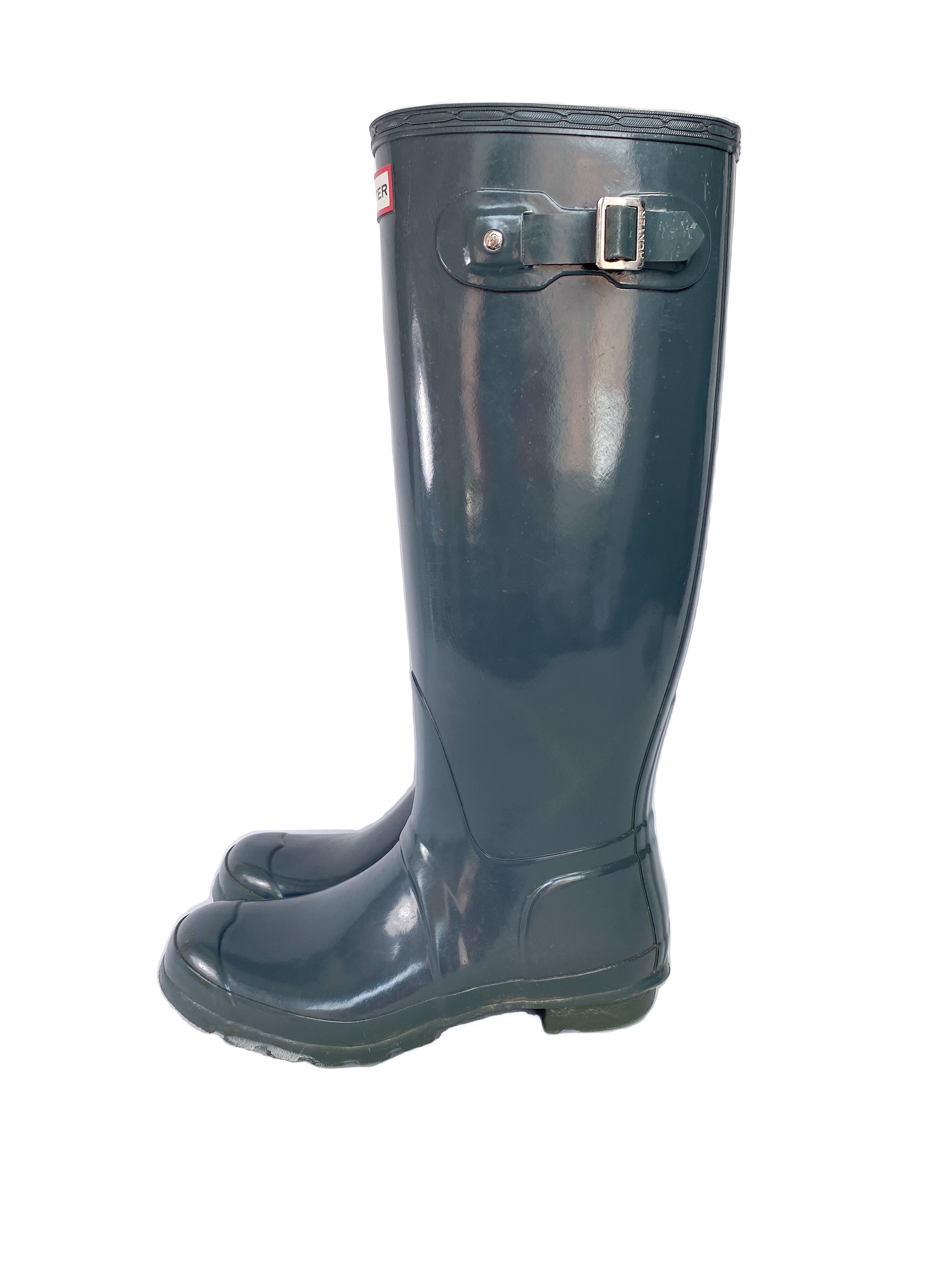 Hunter blue gray rain boots size 8