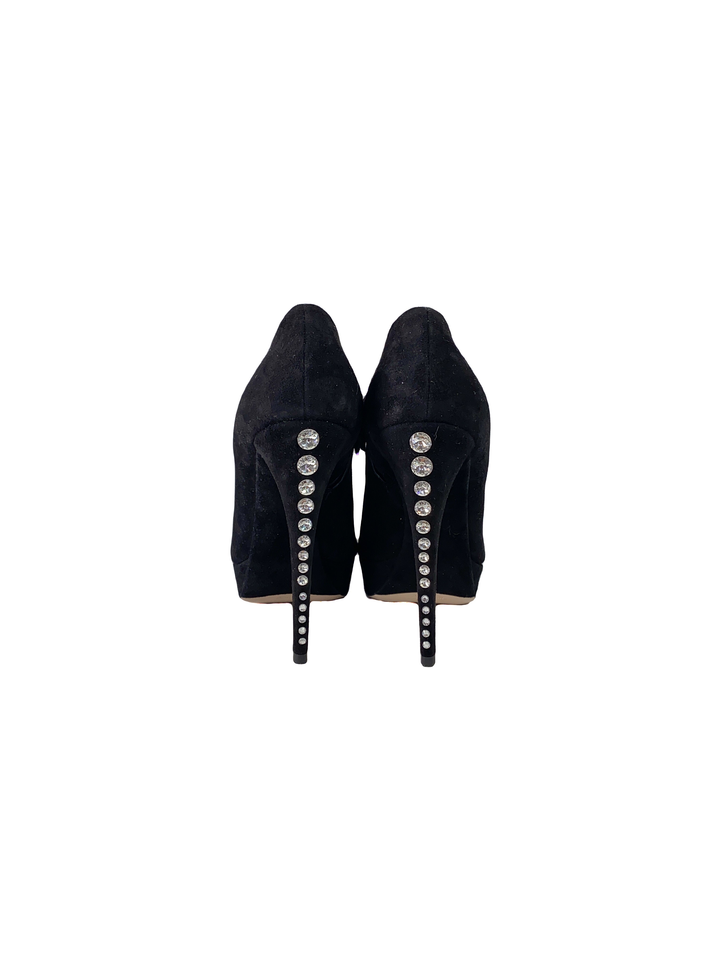 Miu Miu black rhinestone booties size 39