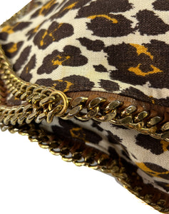 Stella McCartney small linen leopard print Falabella tote