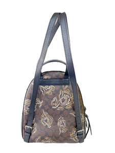 Coach black and brown signature floral backpack