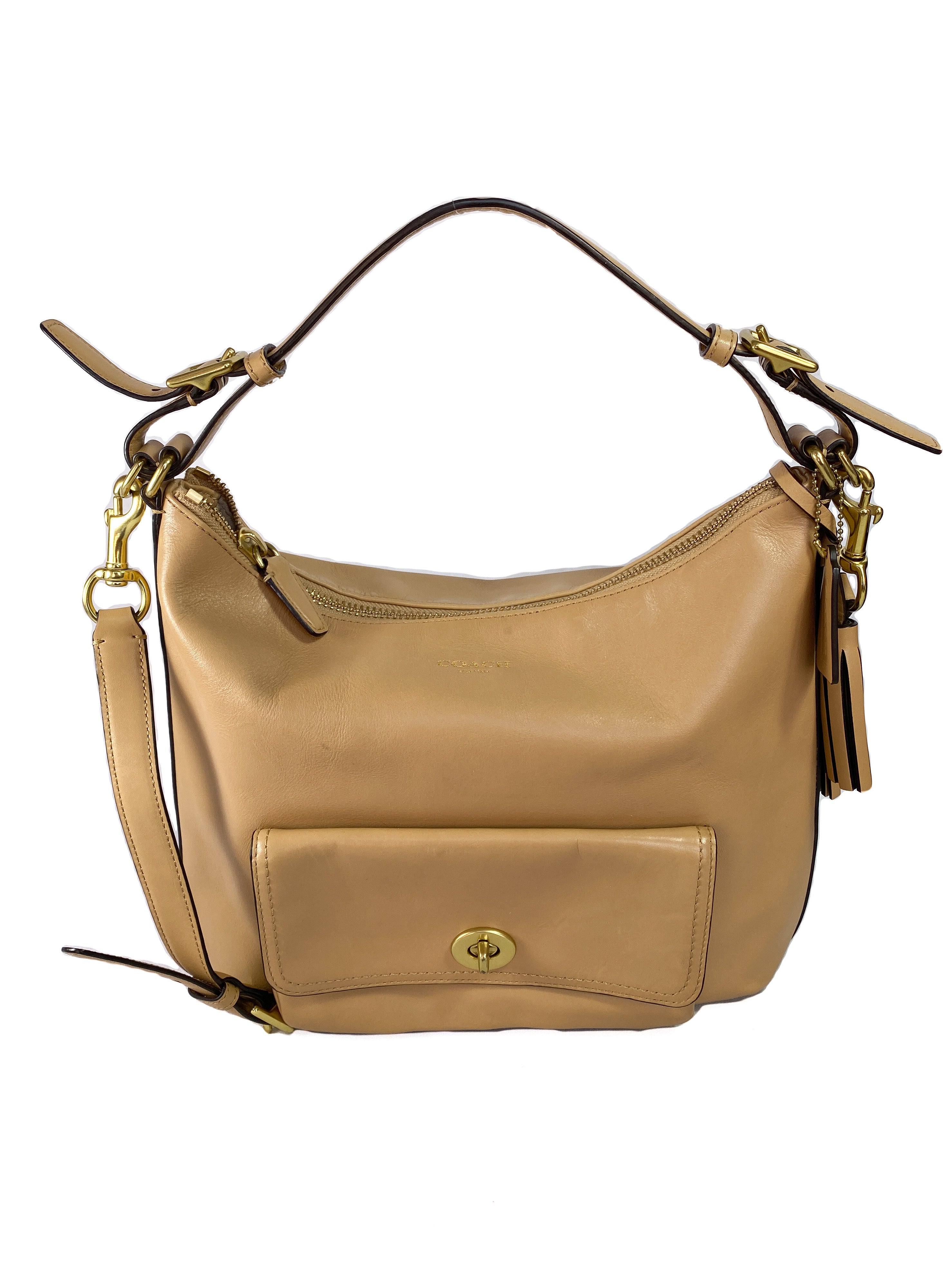 Coach tan leather convertible bag