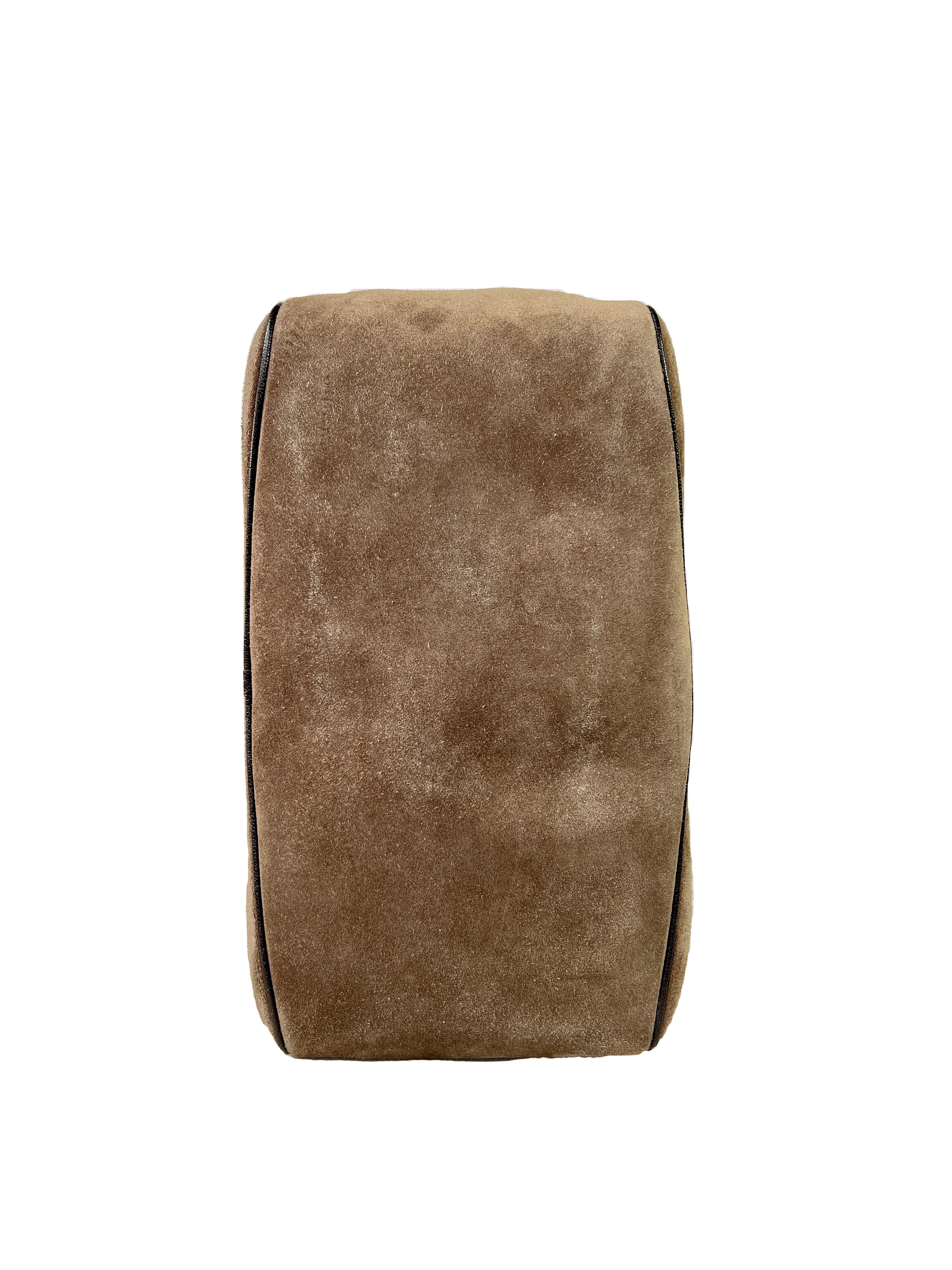 Salvatore Ferragamo taupe suede shoulder bag