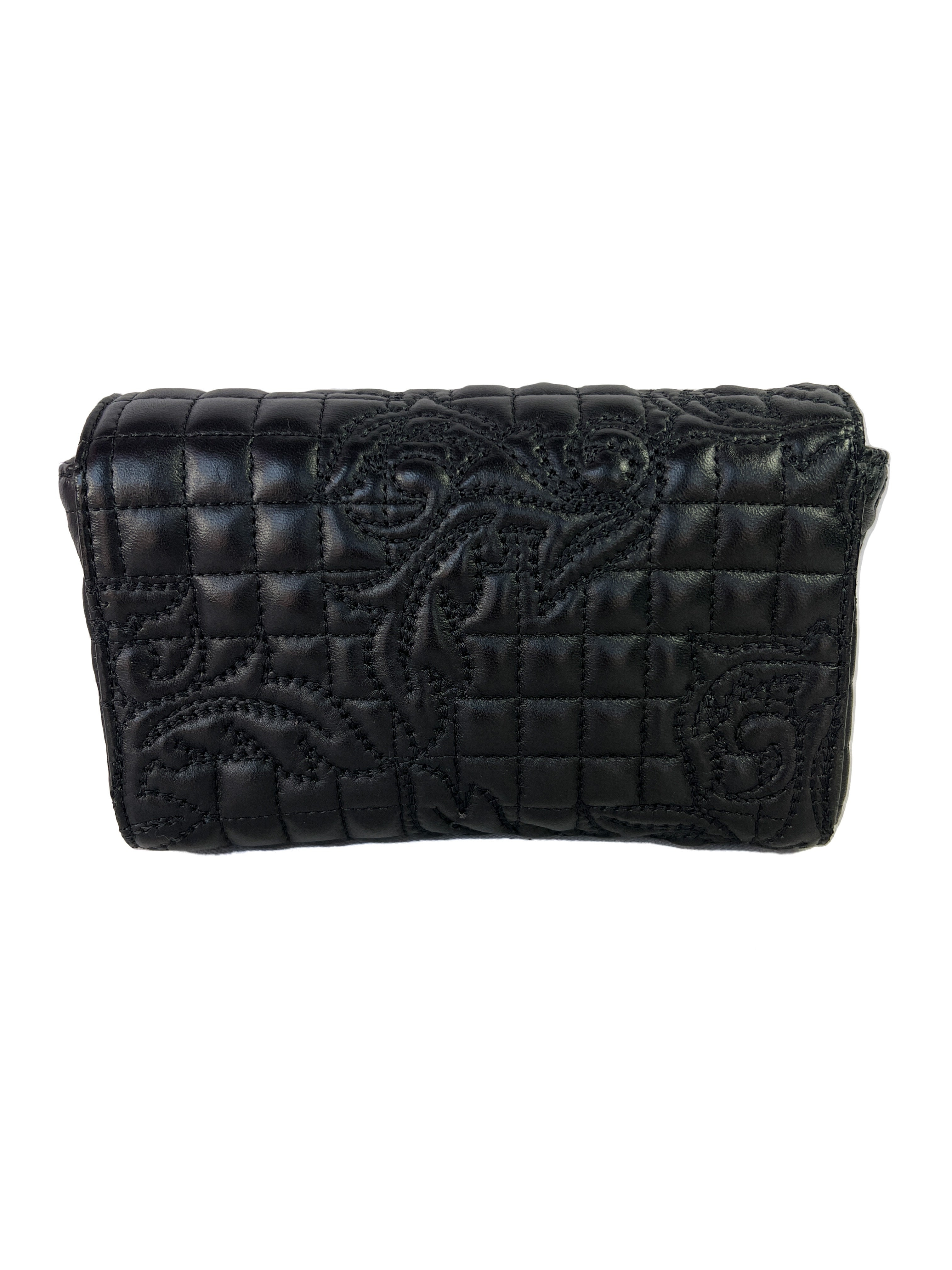 Versace black quilted leather mini crossbody