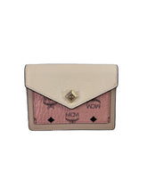 MCM pink and cream tri color card holder wallet