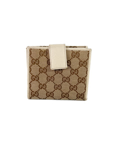 Gucci white & brown signature leather canvas wallet