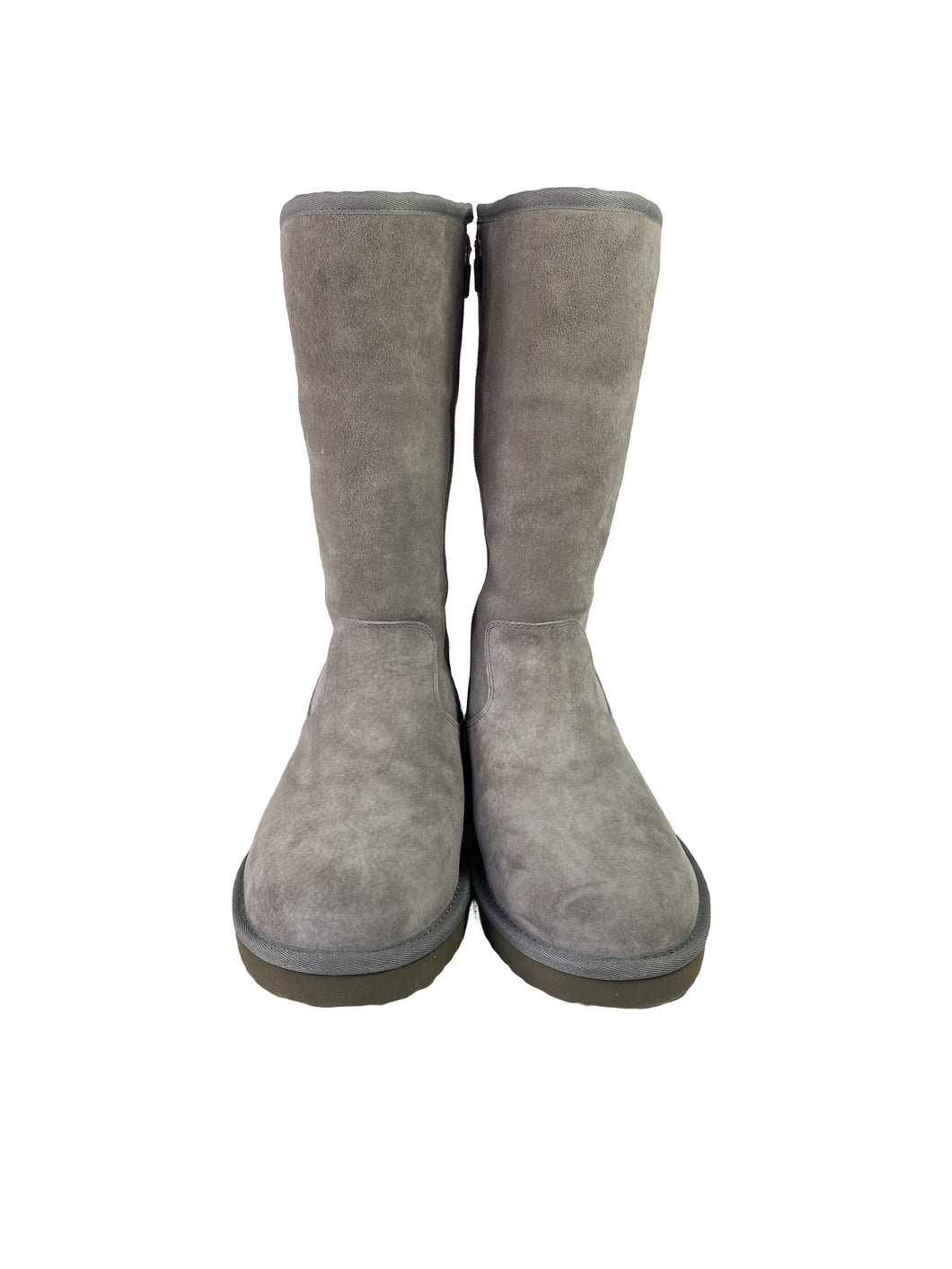 UGG gray suede tall zip boots size 8 NEW