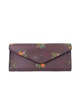 Coach dark purple leather floral wallet