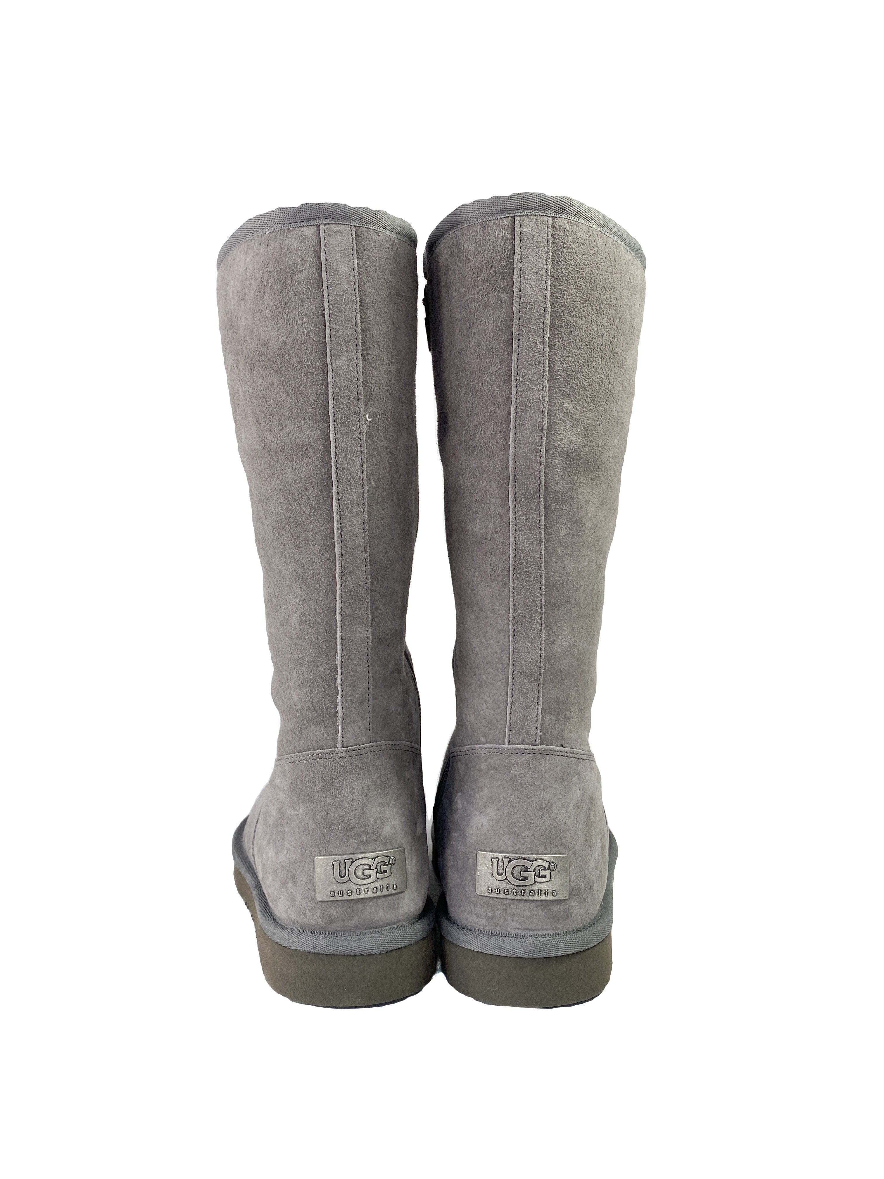UGG gray suede tall zip boots size 8 NEW