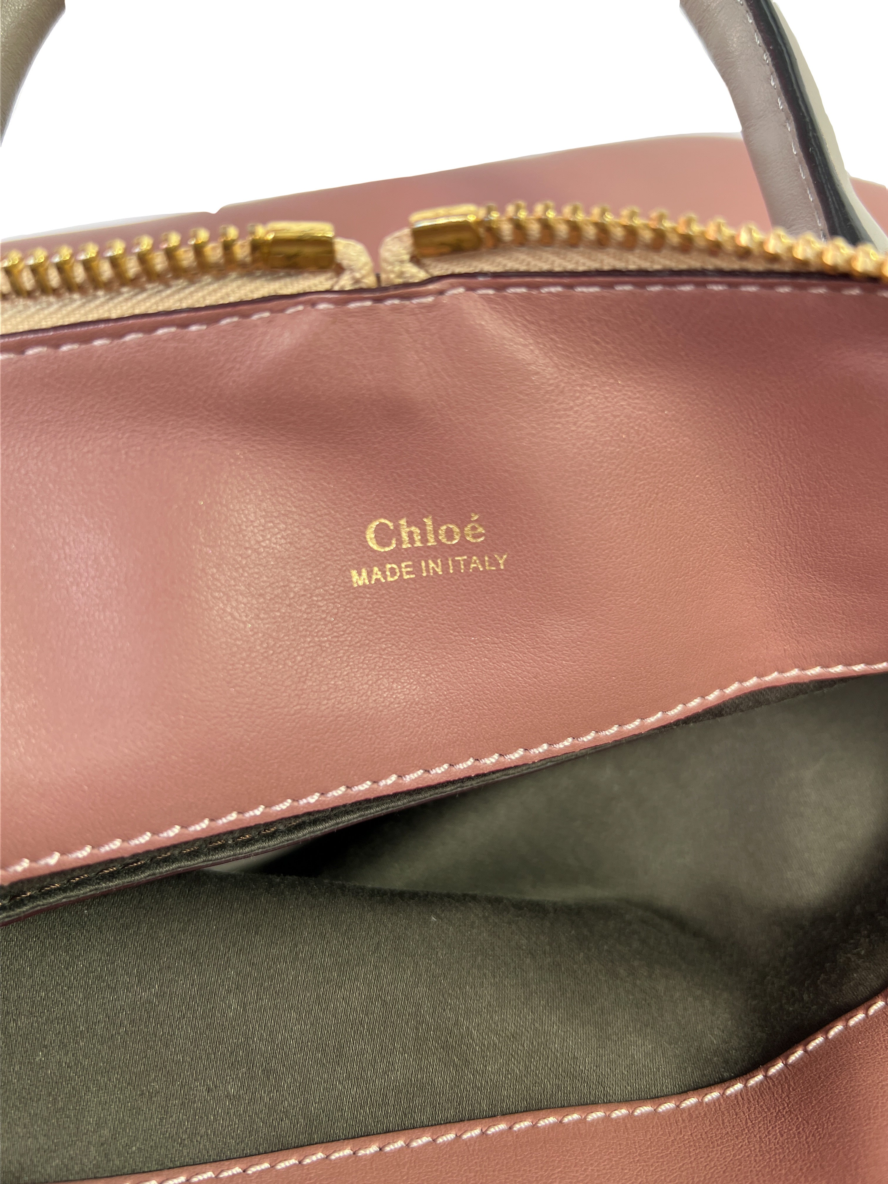 Chloe mauve and gray leather Baylee bag