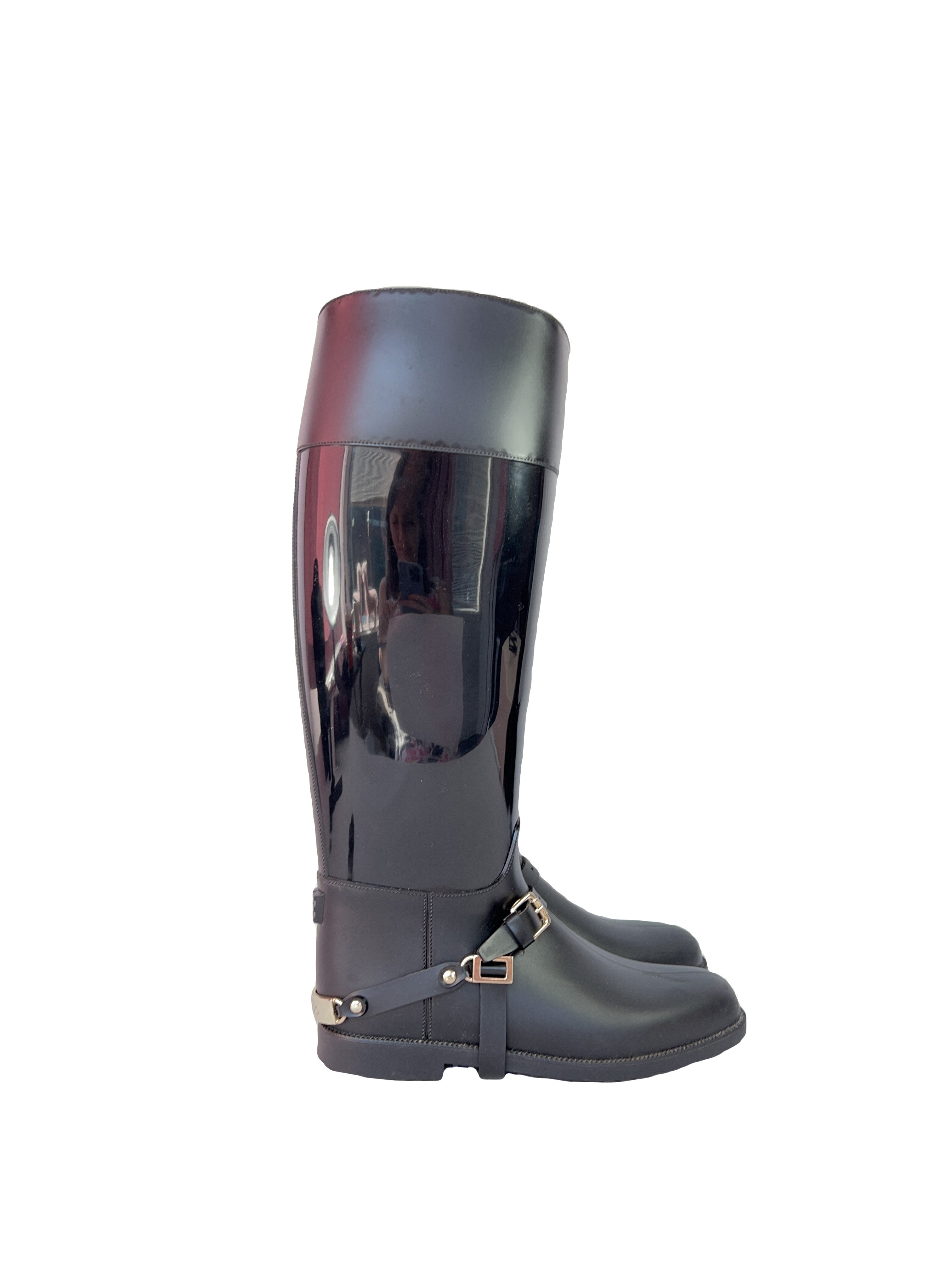 Jimmy Choo black rain boots size 37