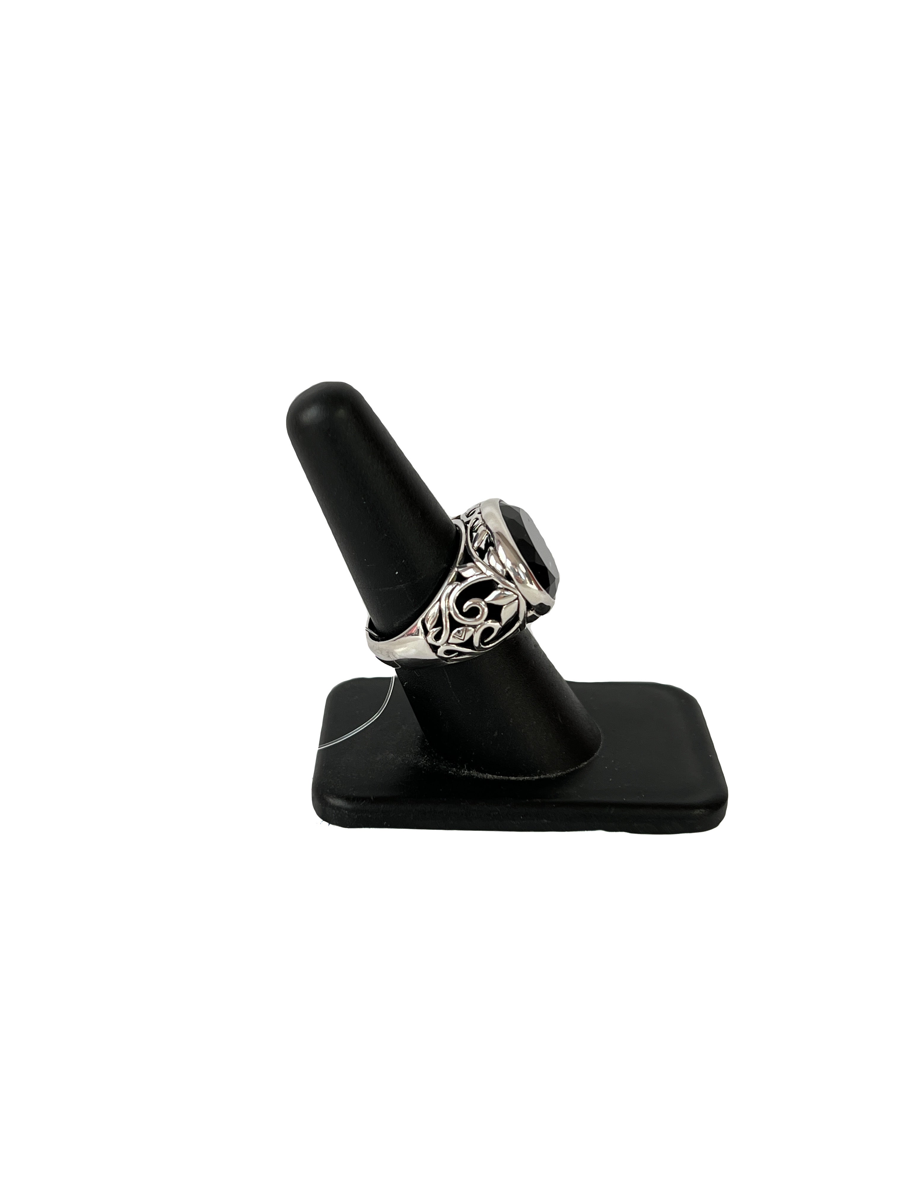 Silpada black chalcedony and sterling silver ring size 8 R2045