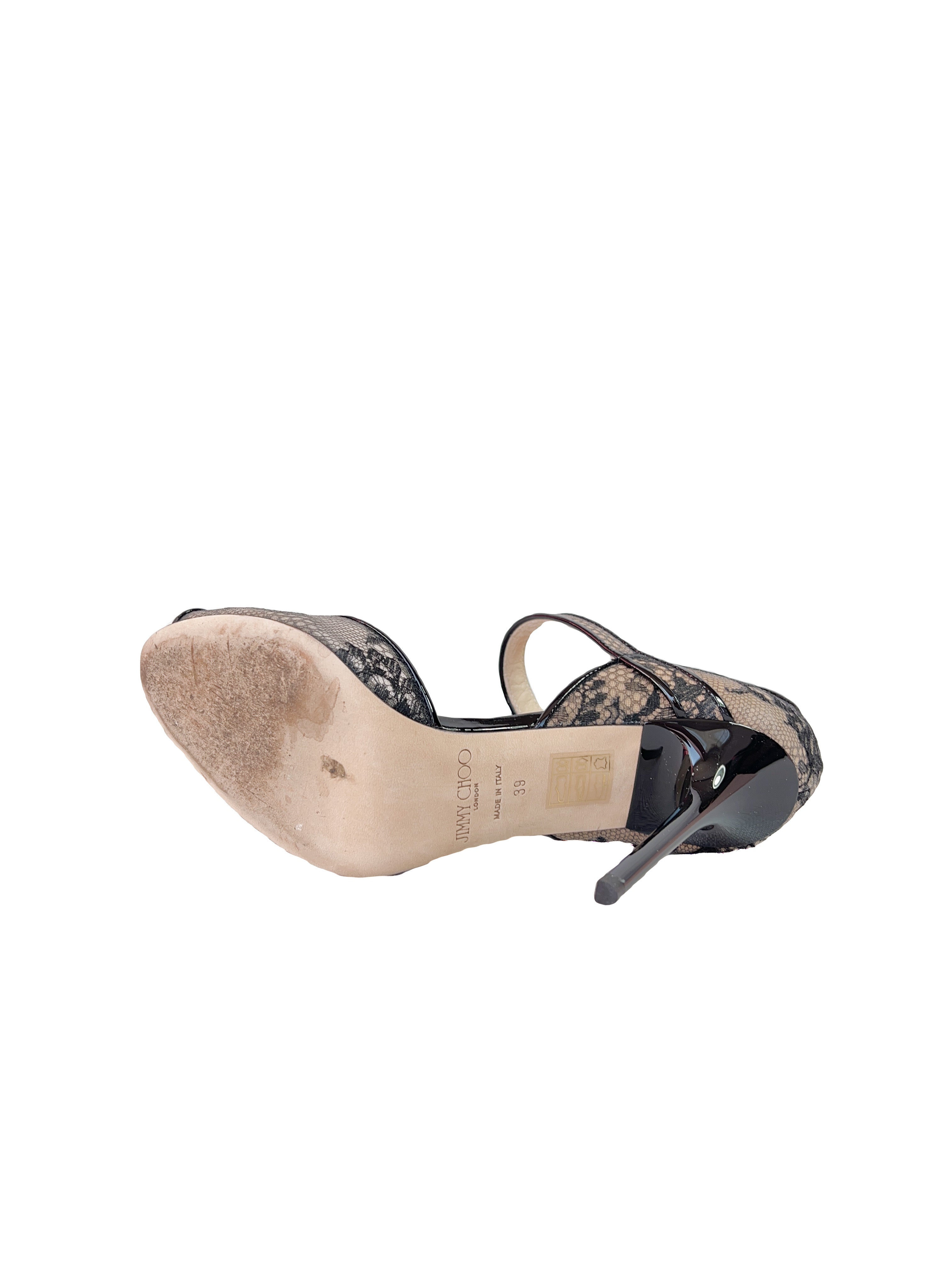 Jimmy Choo black and nude lace strappy pump size 39