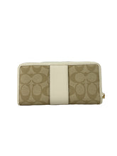 Coach beige & white leather coated canvas zip around wallet NWT