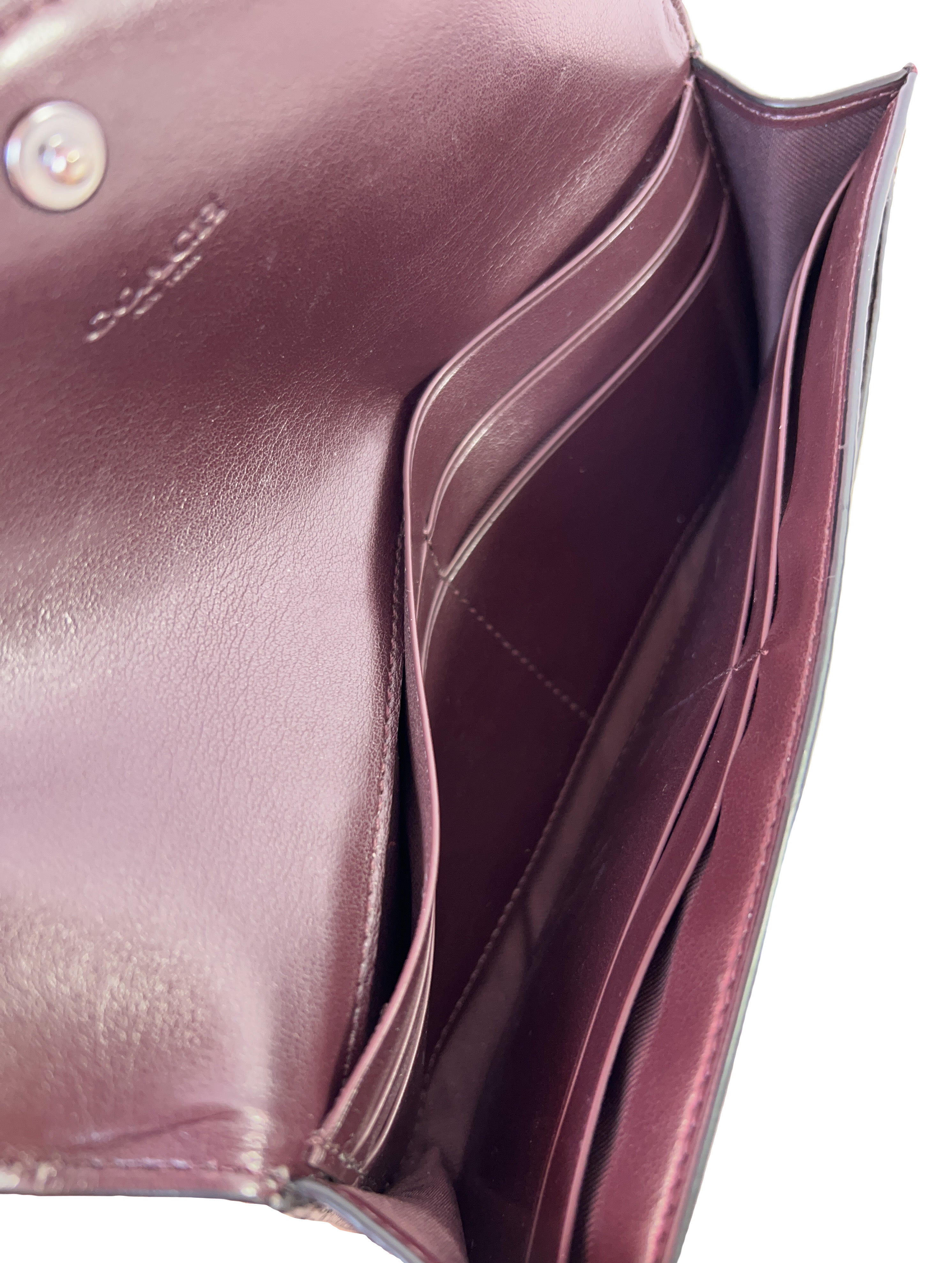 Coach dark purple leather floral wallet