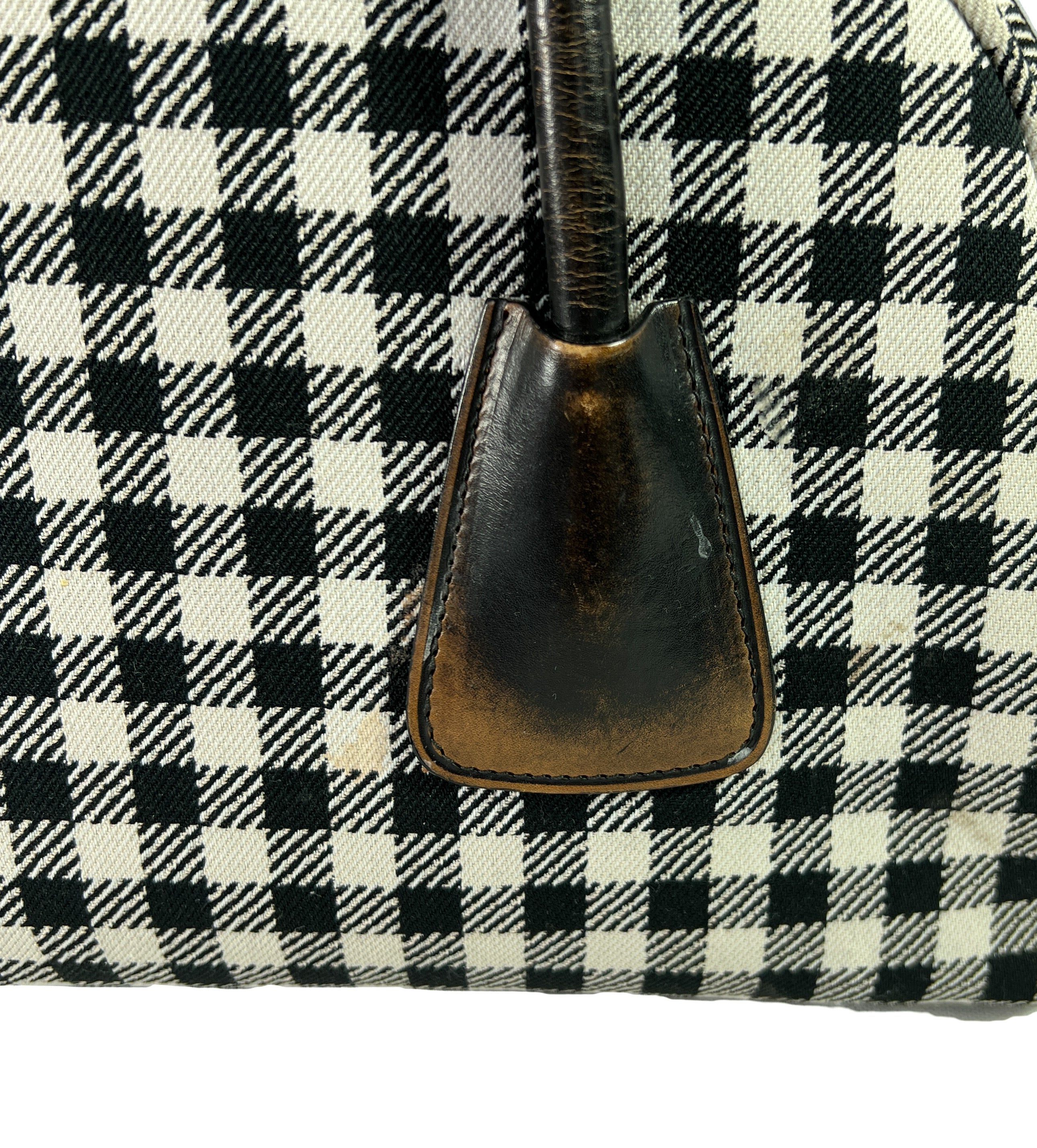 Prada black and white check satchel
