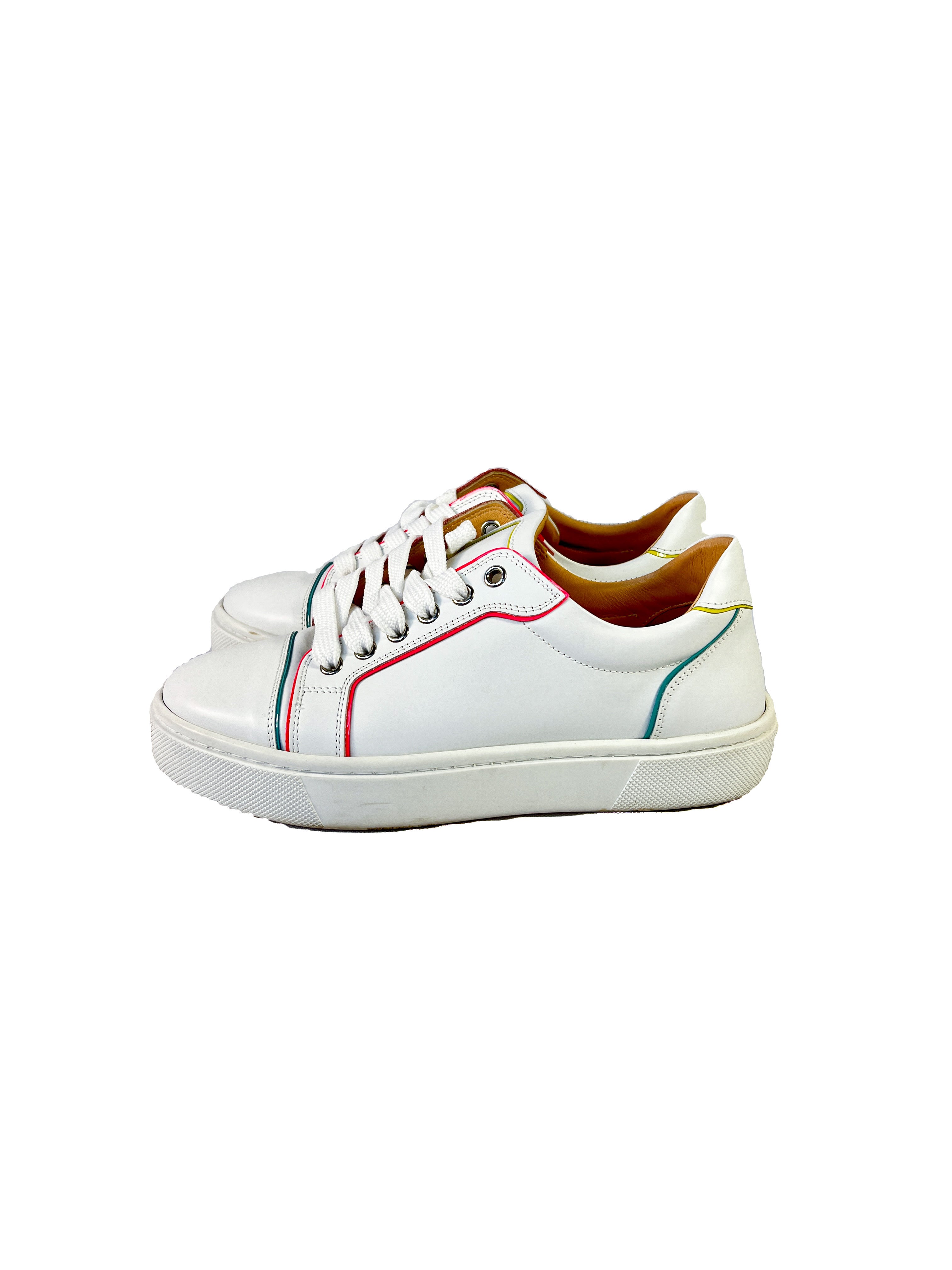 Christian Louboutin white neon edge sneakers size 37.5