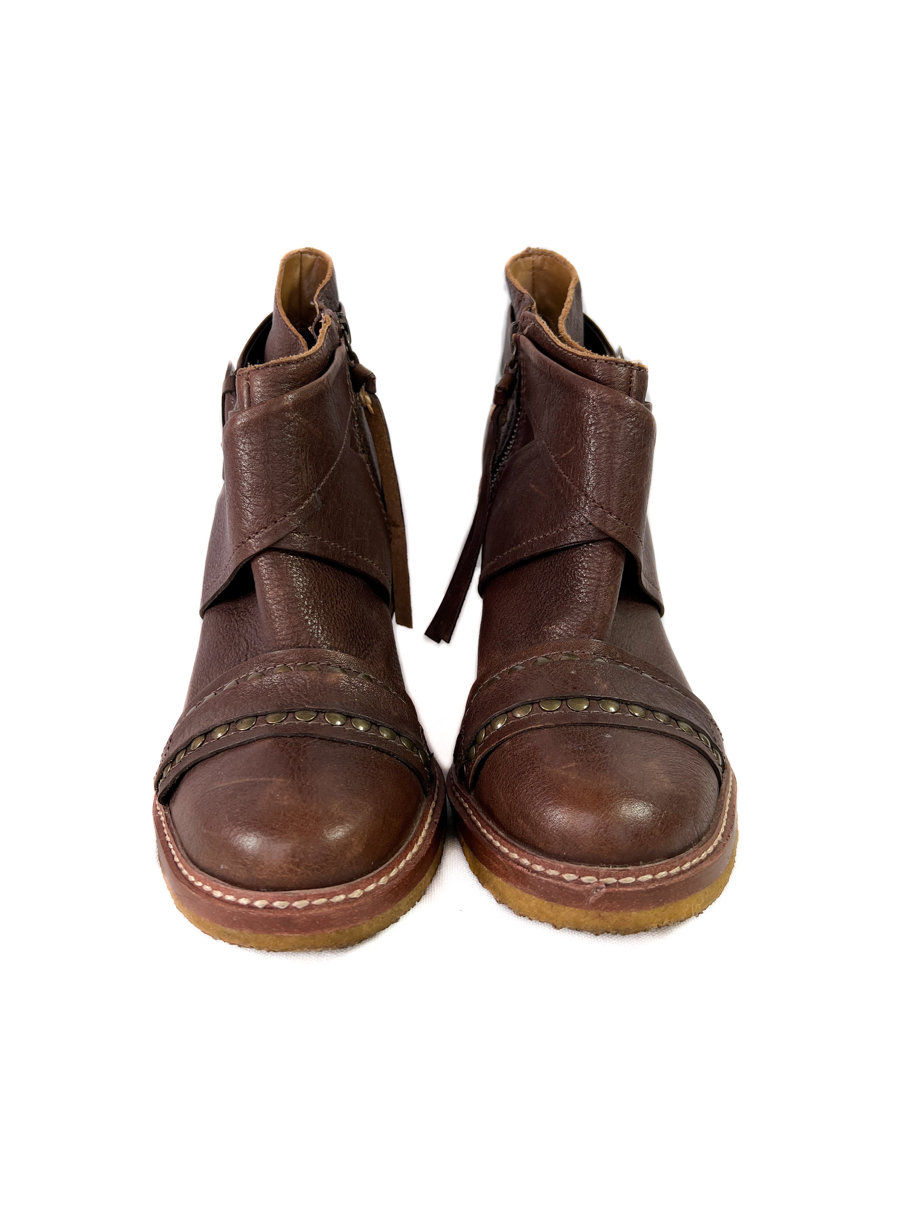 Schuler & Sons brown leather heeled boots size 9.5