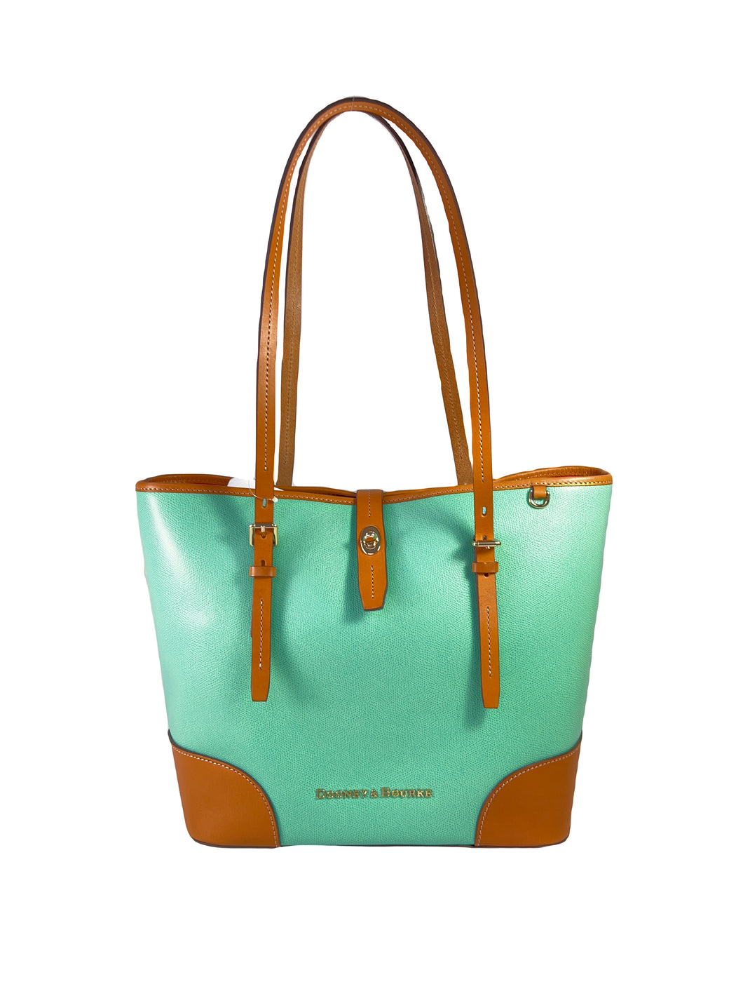 Dooney & Bourke green and brown leather tote NWT