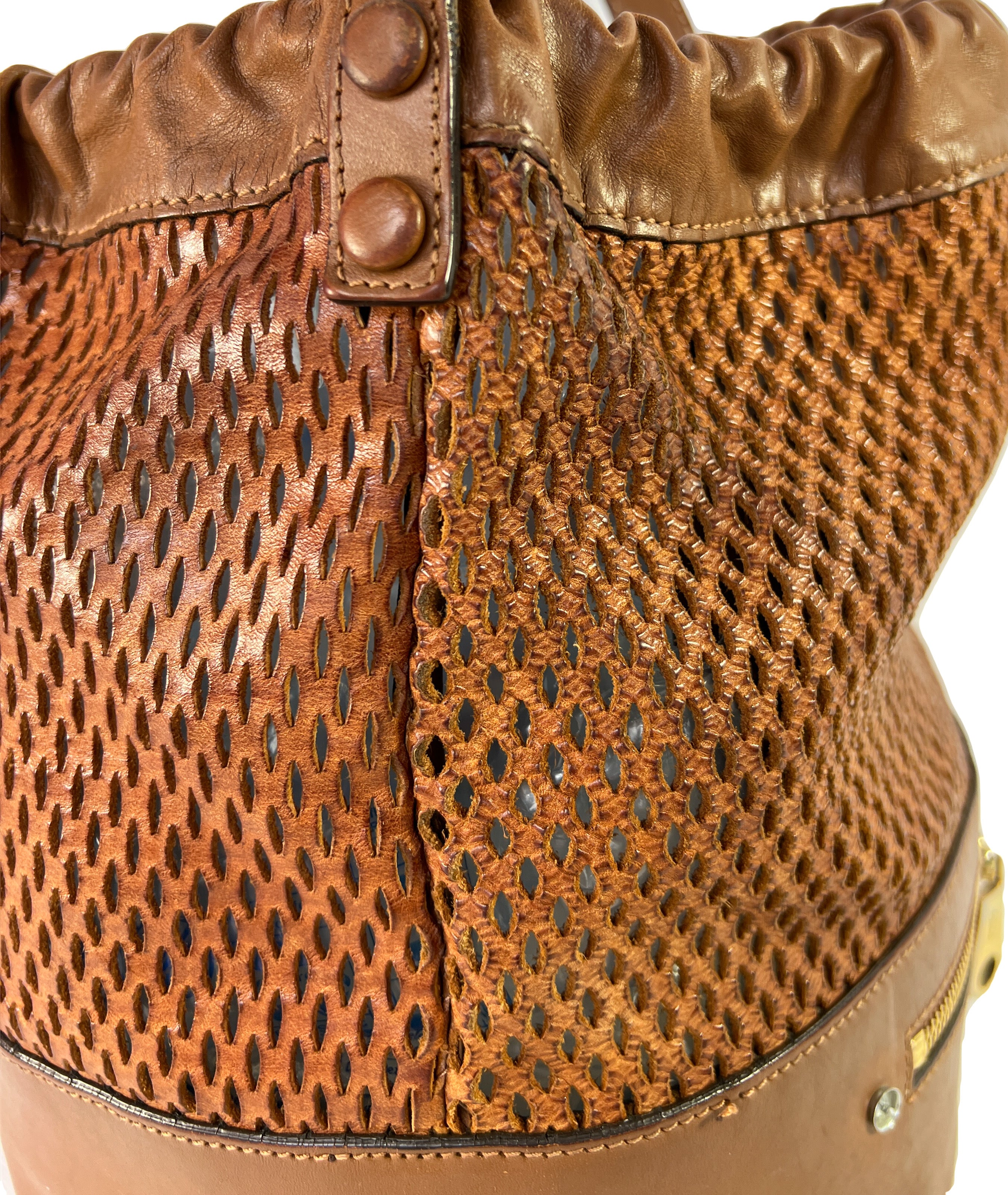 Chloe brown leather perforated bucket bag