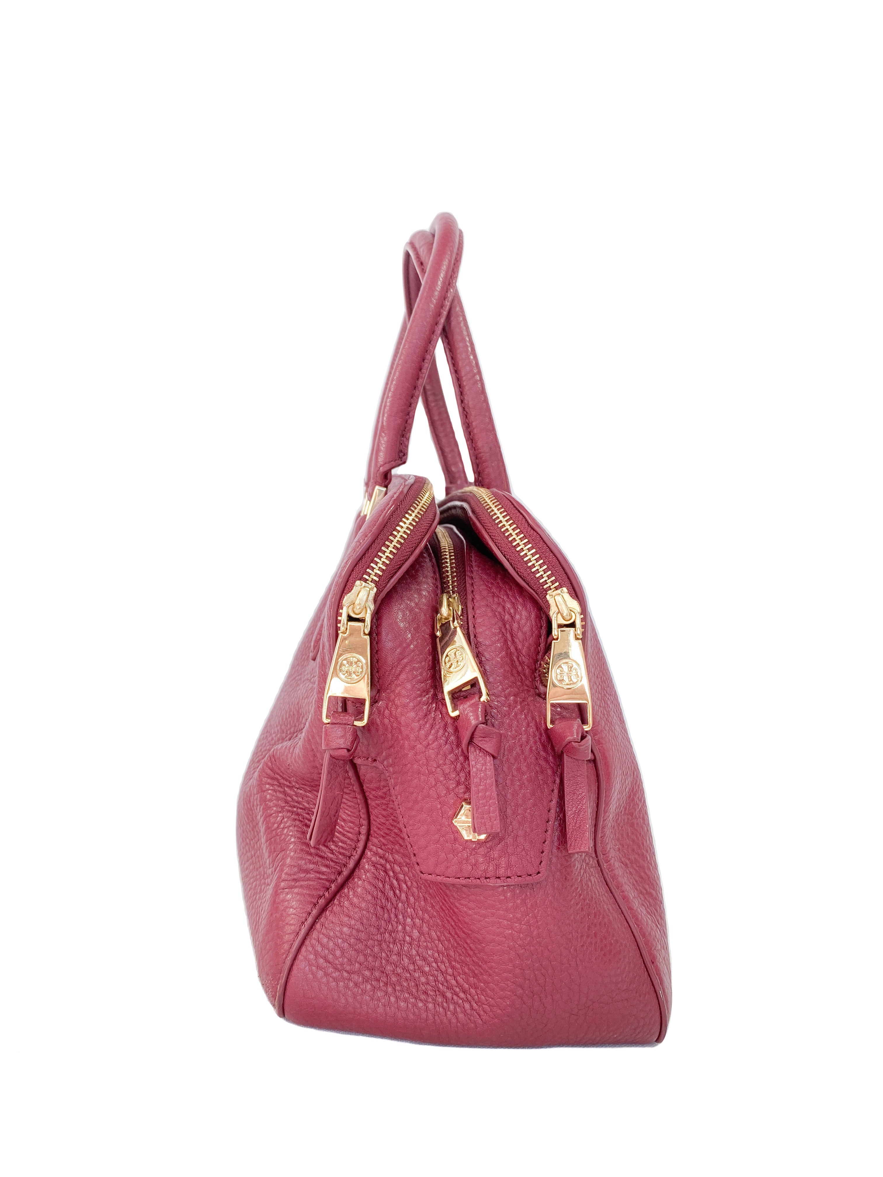 Tory Burch wine leather satchel