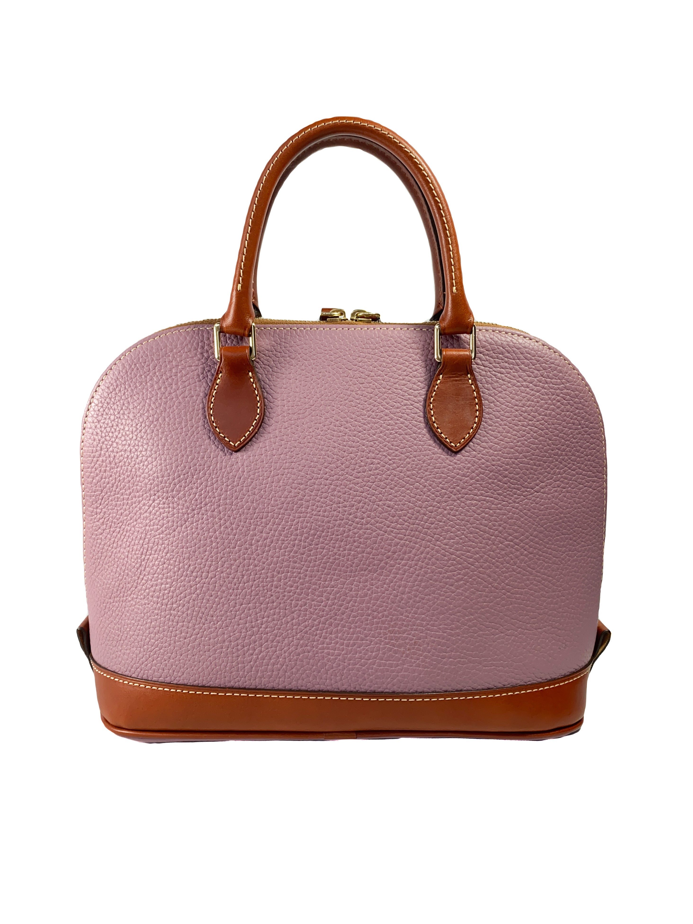 Dooney & Bourke purple and brown leather domed satchel