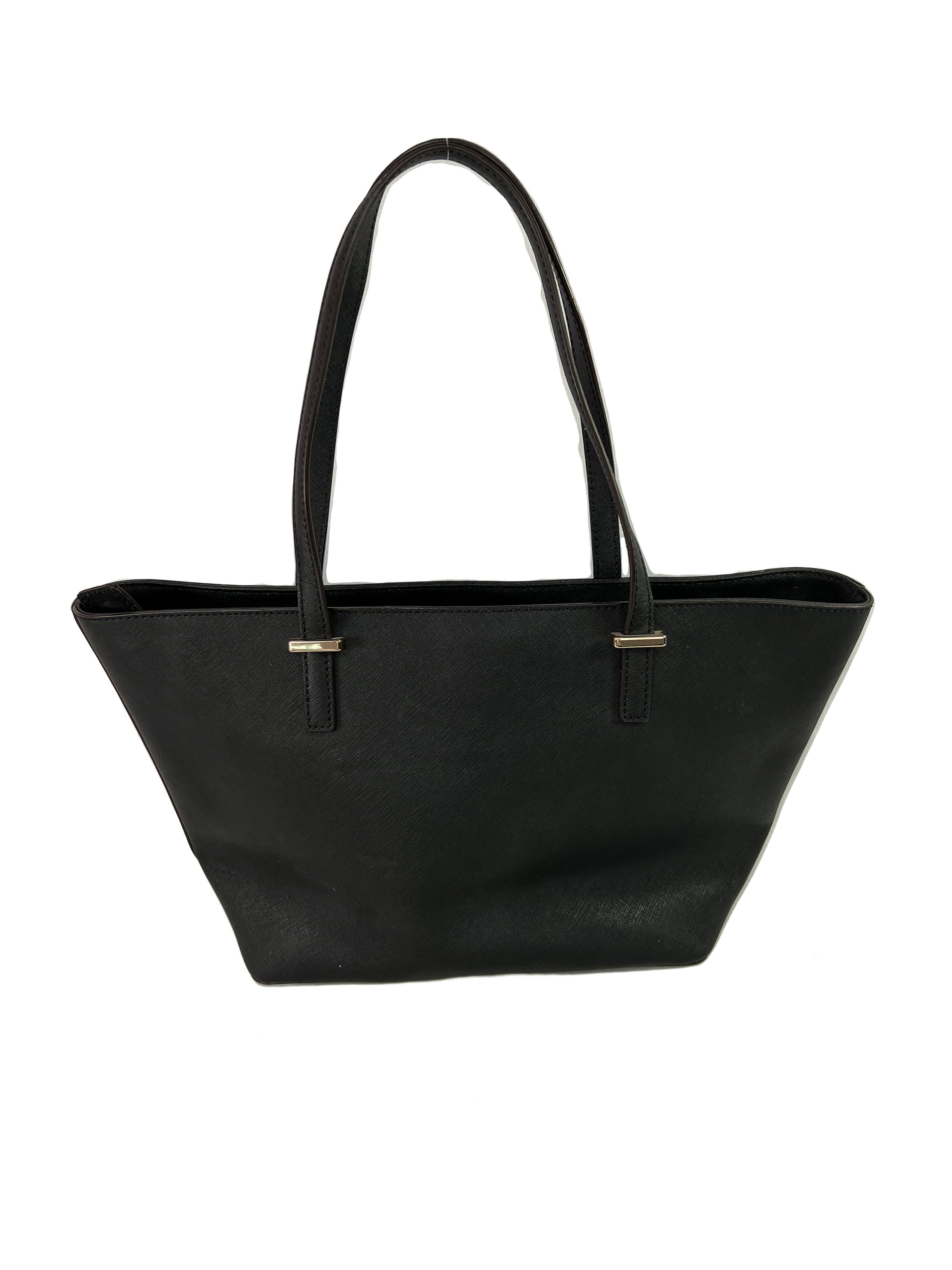 Kate Spade black leather zip top tote