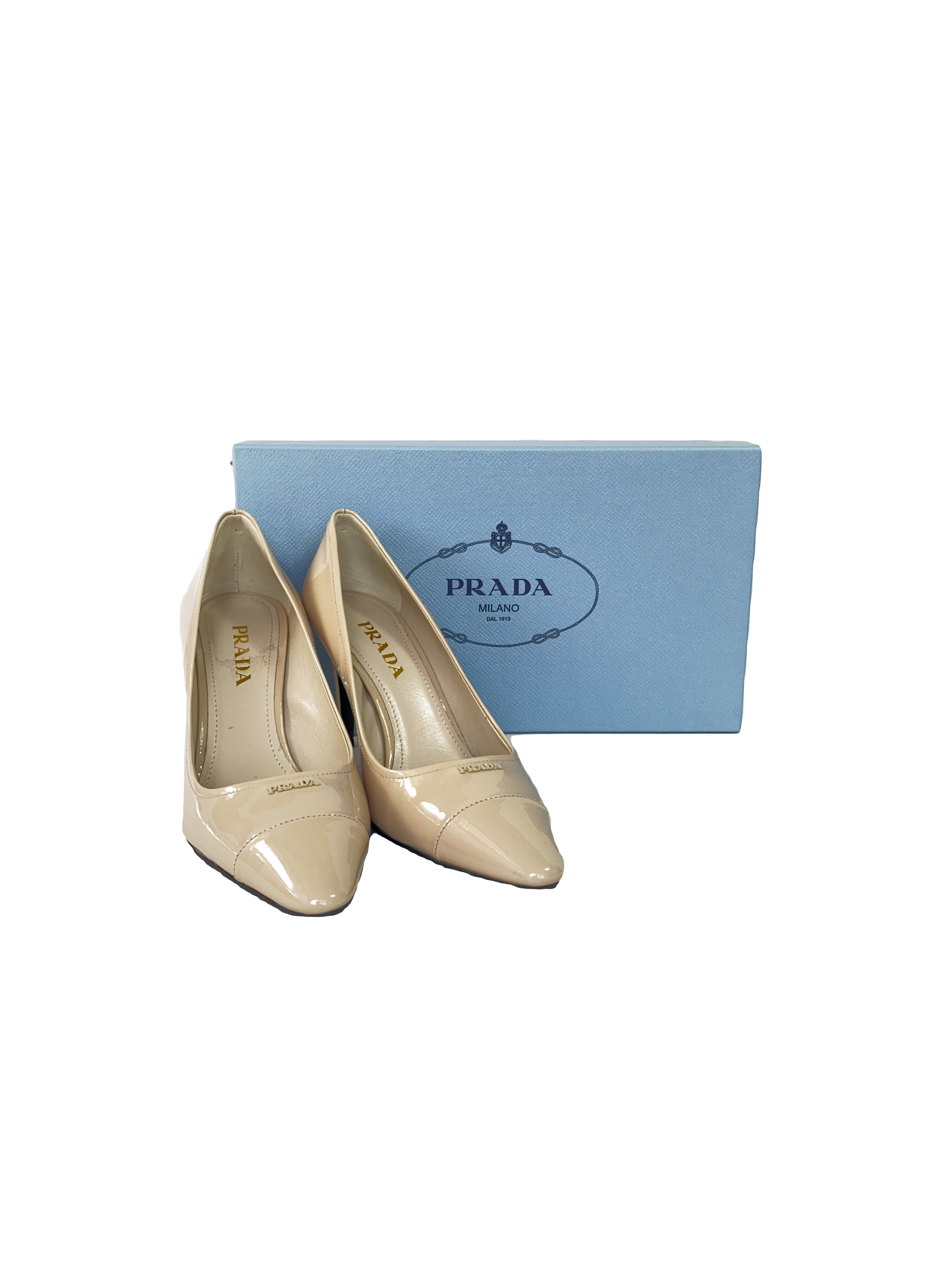 Prada nude patent leather pumps size 37.5