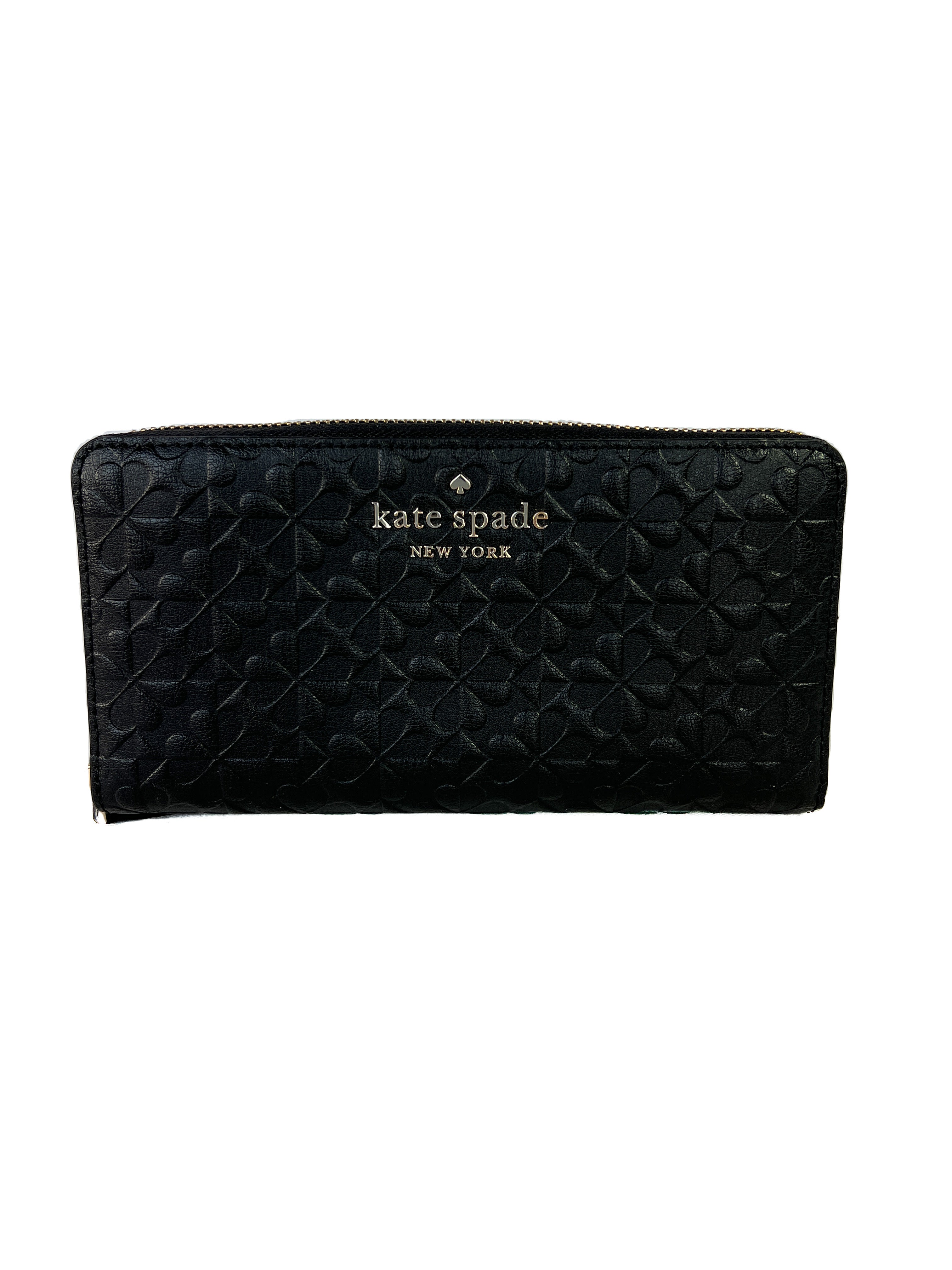 Kate Spade black embossed leather zip around wallet