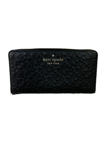 Kate Spade black embossed leather zip around wallet