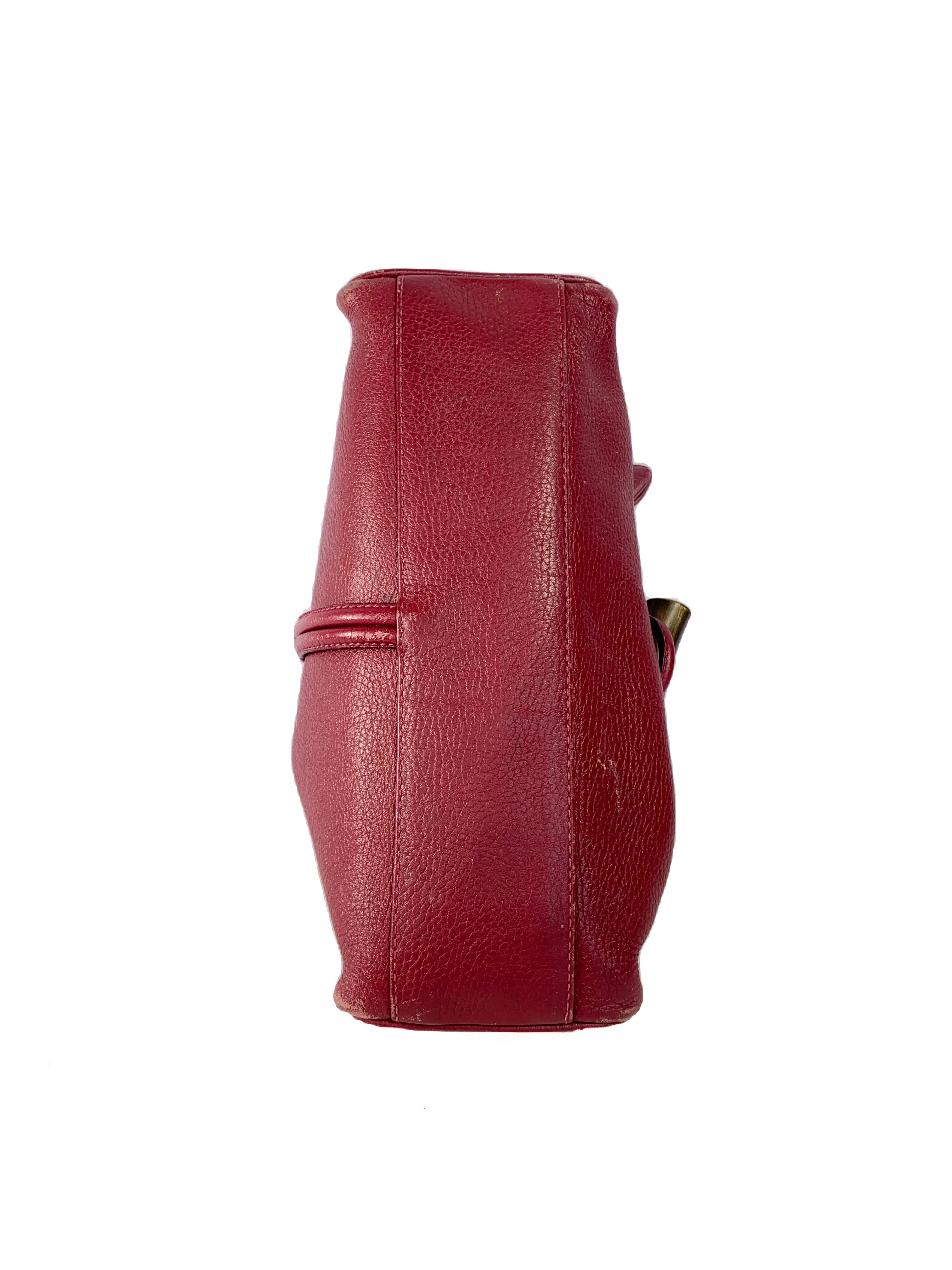 Burberry red leather plaid shoulder bag AS IS