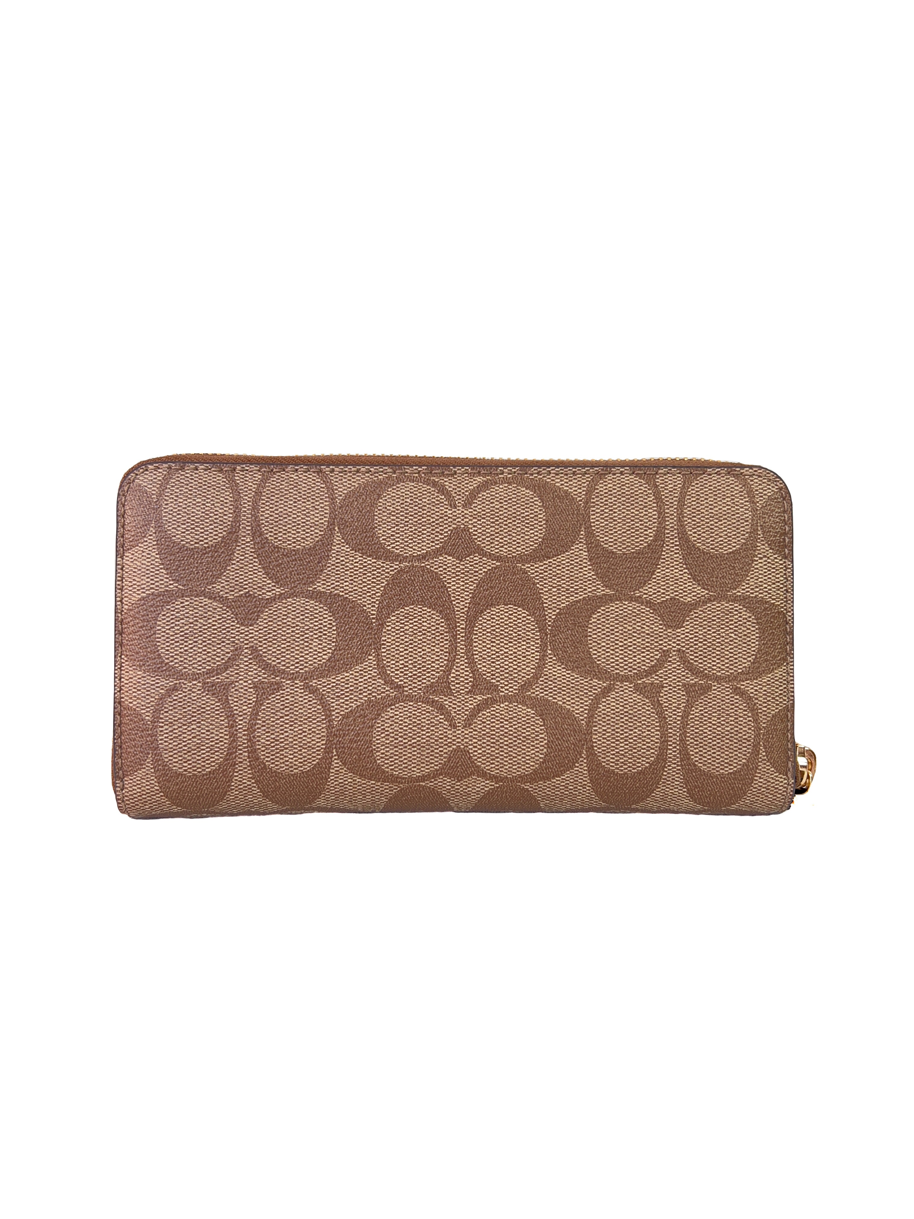 Coach brown and red leather coated canvas wallet