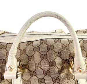 Gucci white and brown signature satchel