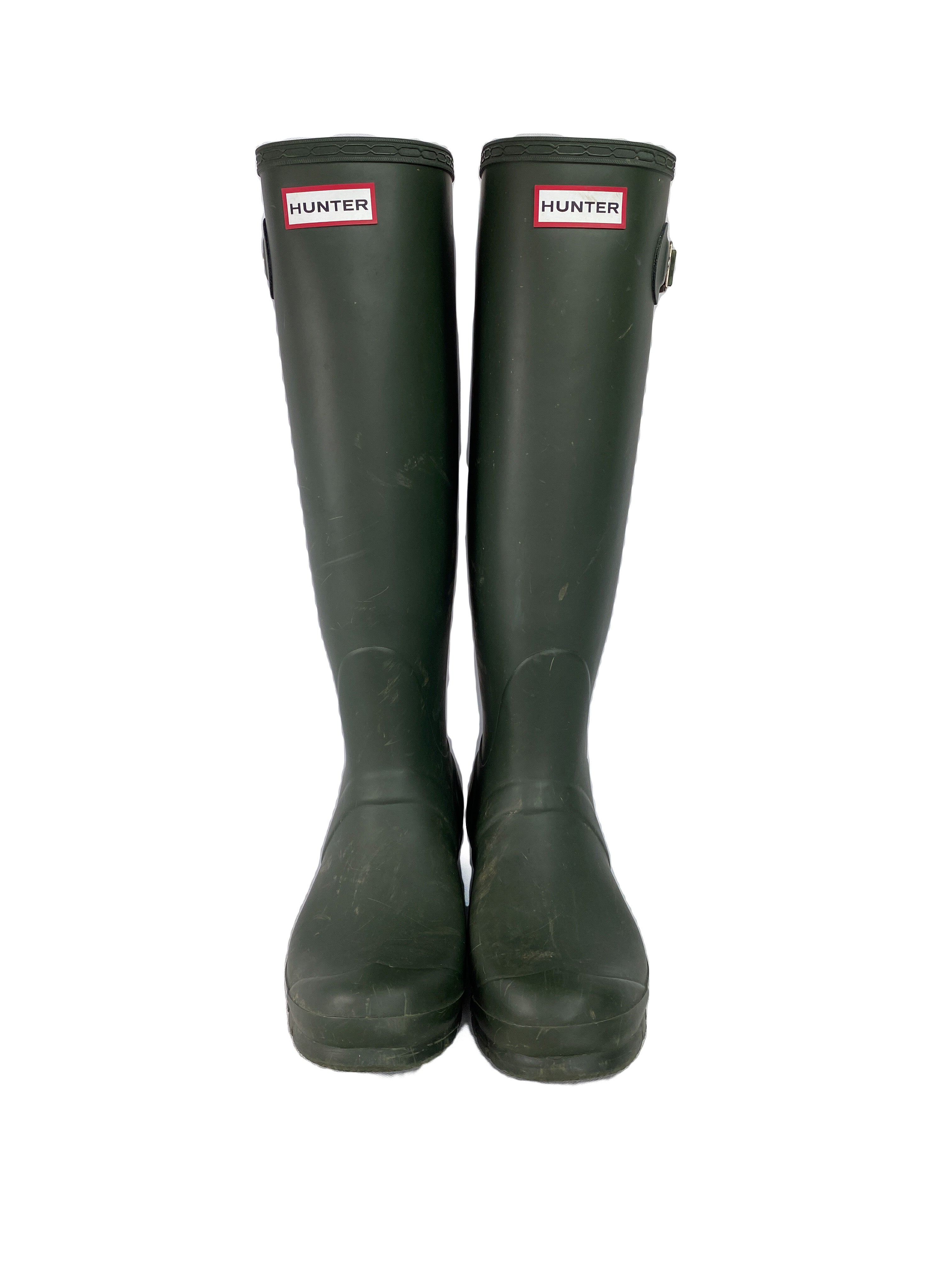 Hunter olive tall classic boots size 8