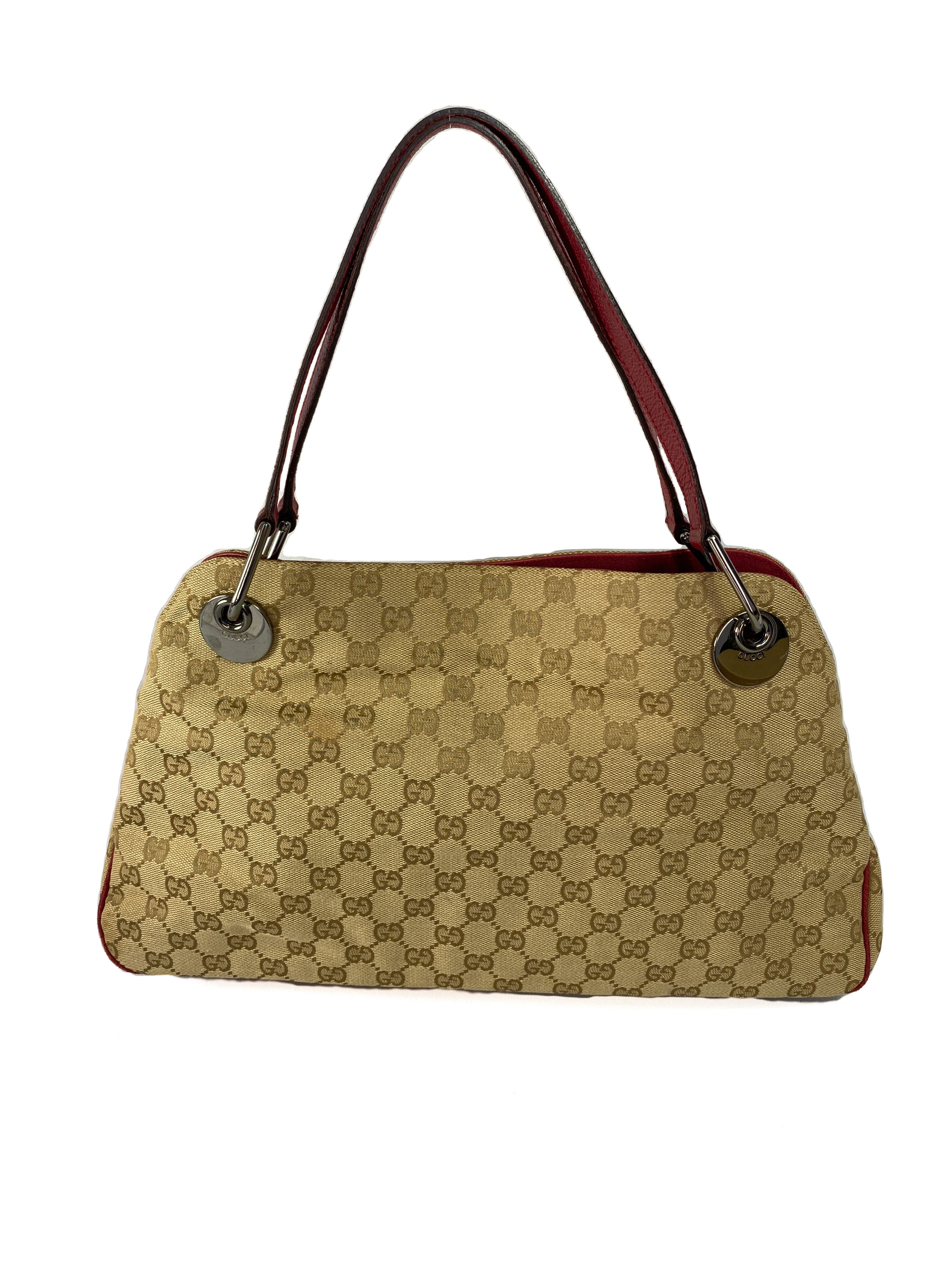 Gucci brown and pink signature shoulder bag