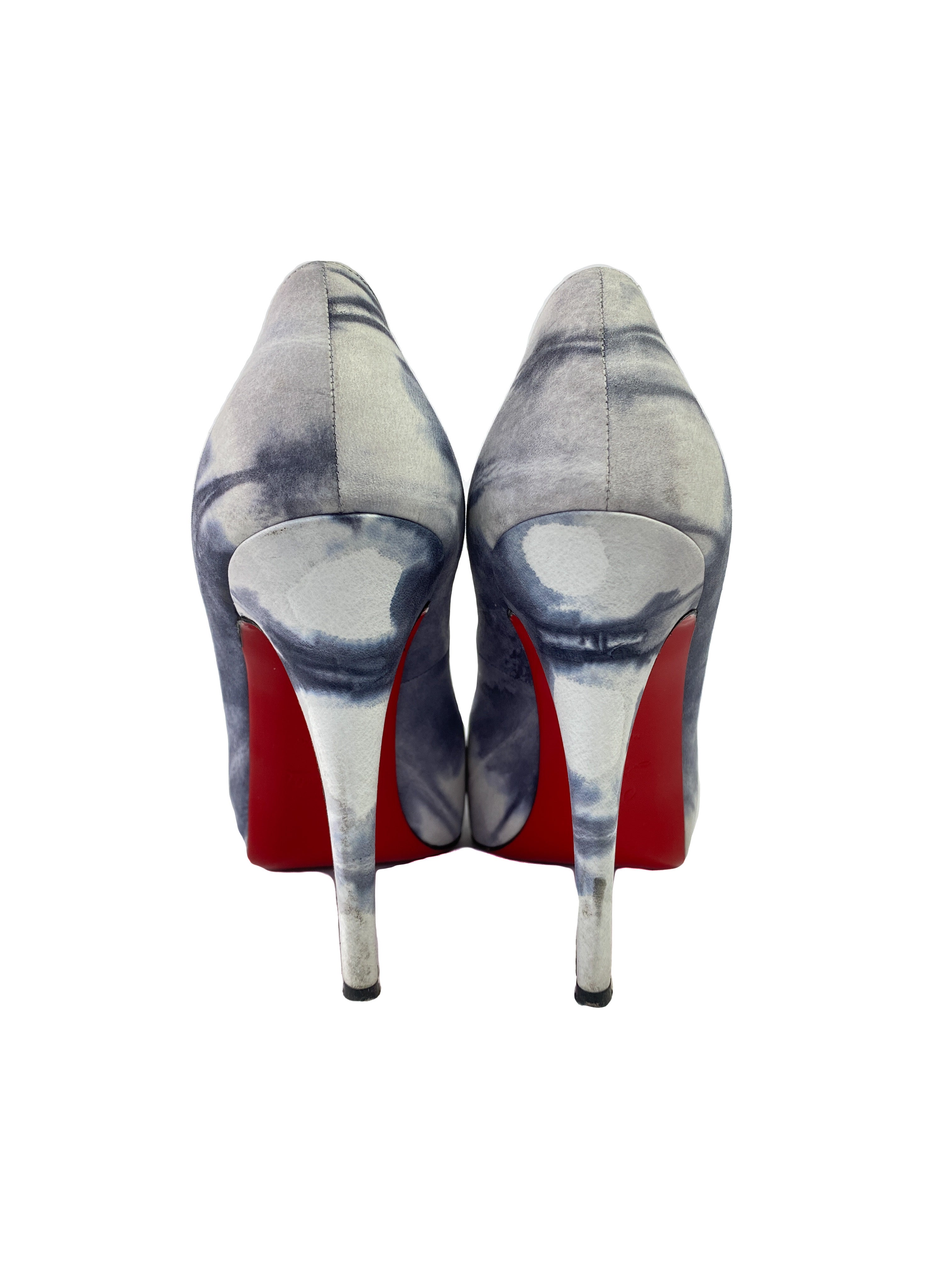 Christian Louboutin blue white tie dye very prive 120 pumps size 39.5