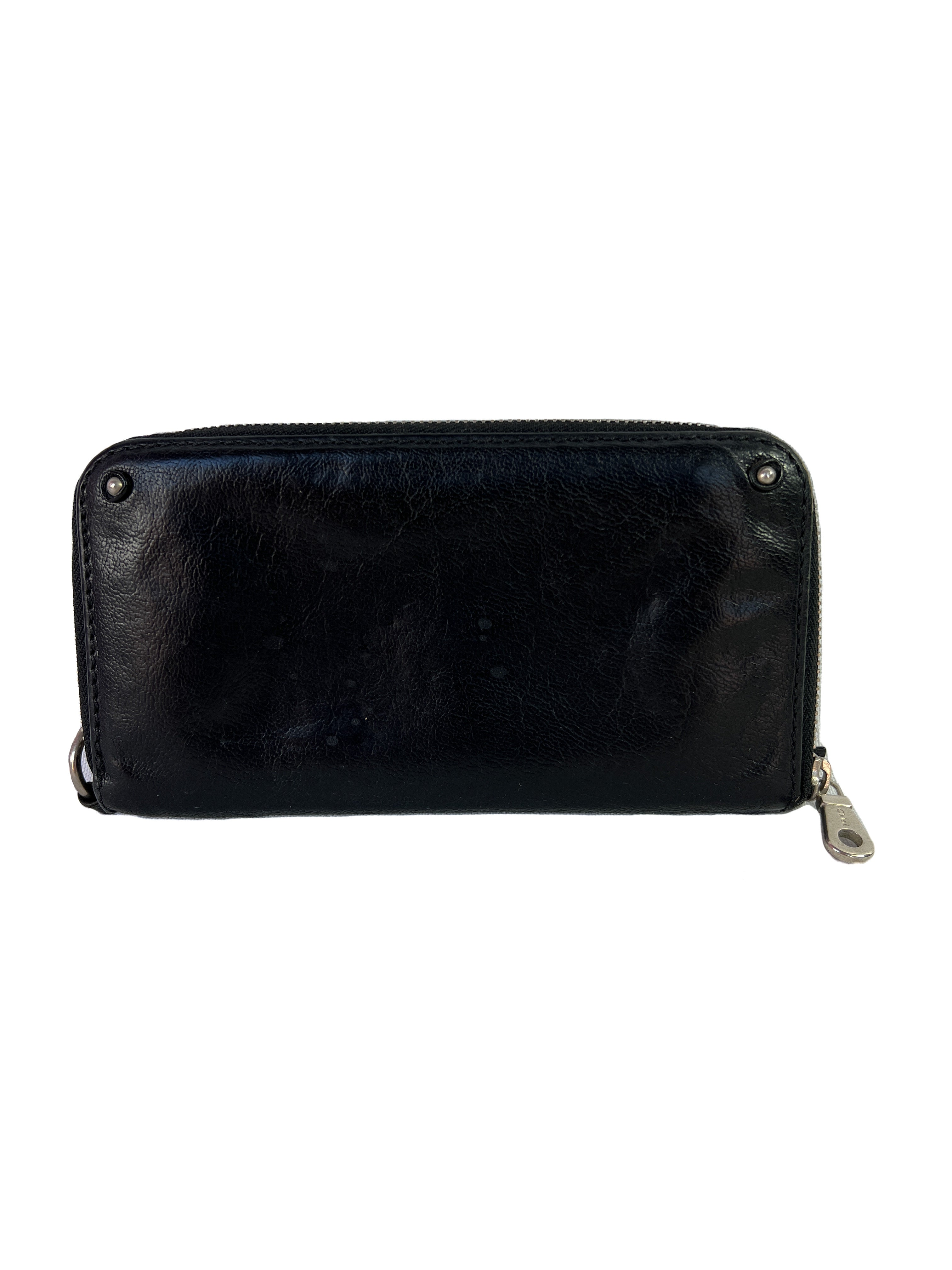 Chloé black leather zip around wallet