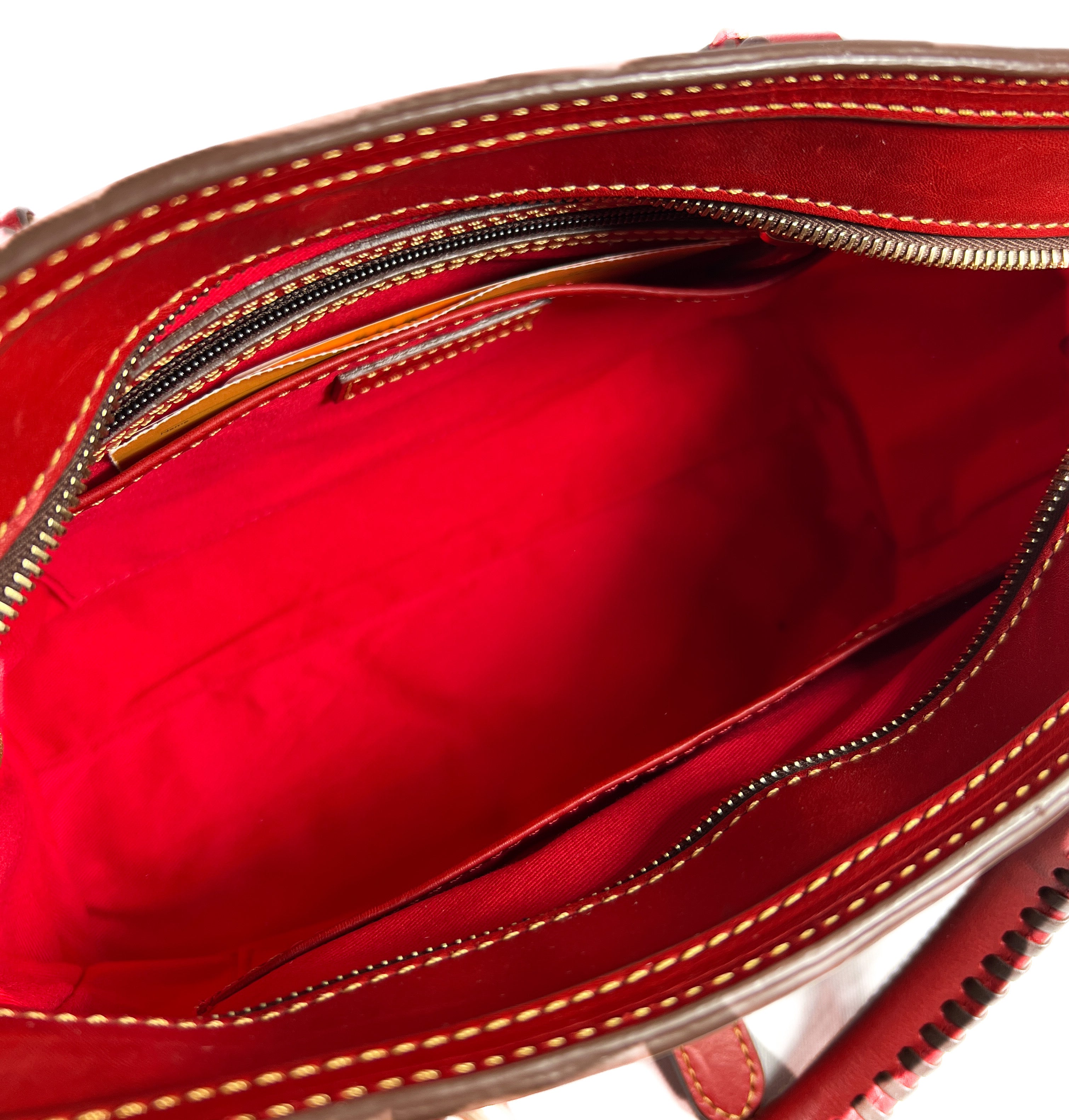 Dooney & Bourke red leather medium pocket satchel NWT