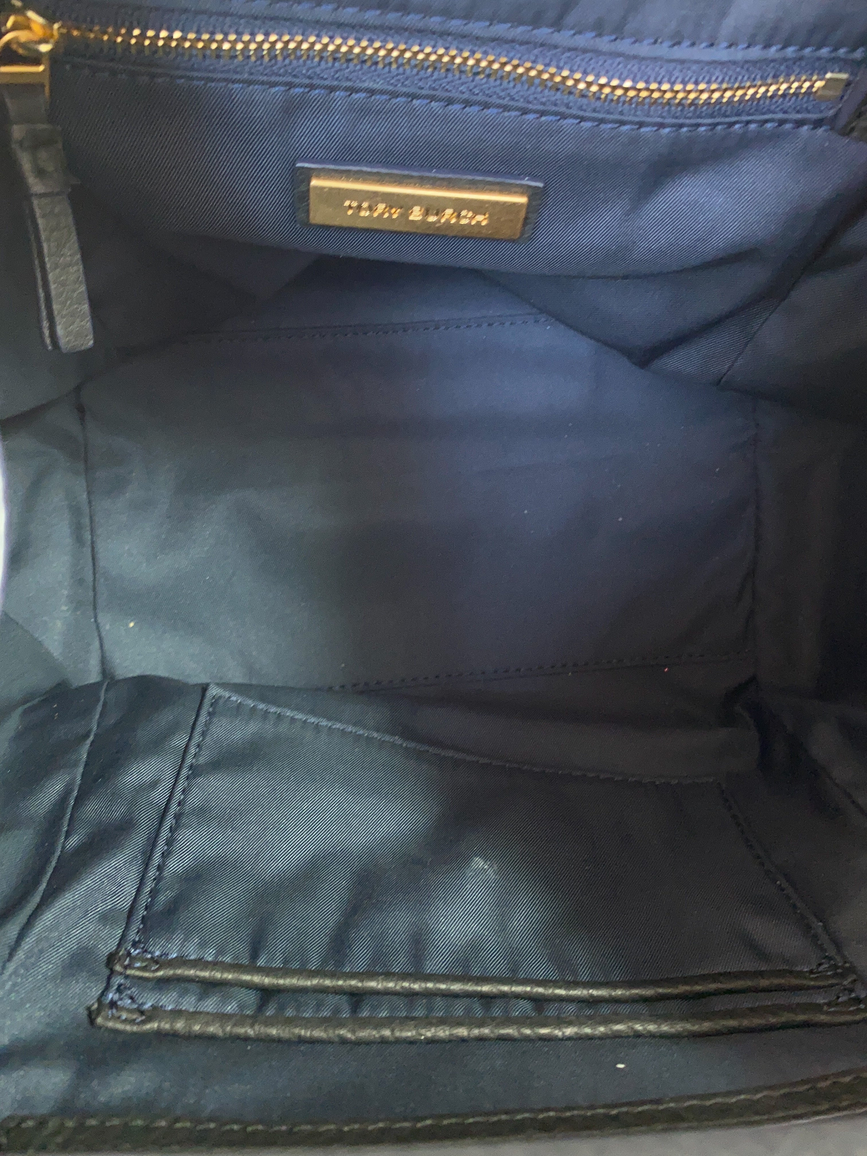 Tory Burch navy half moon satchel