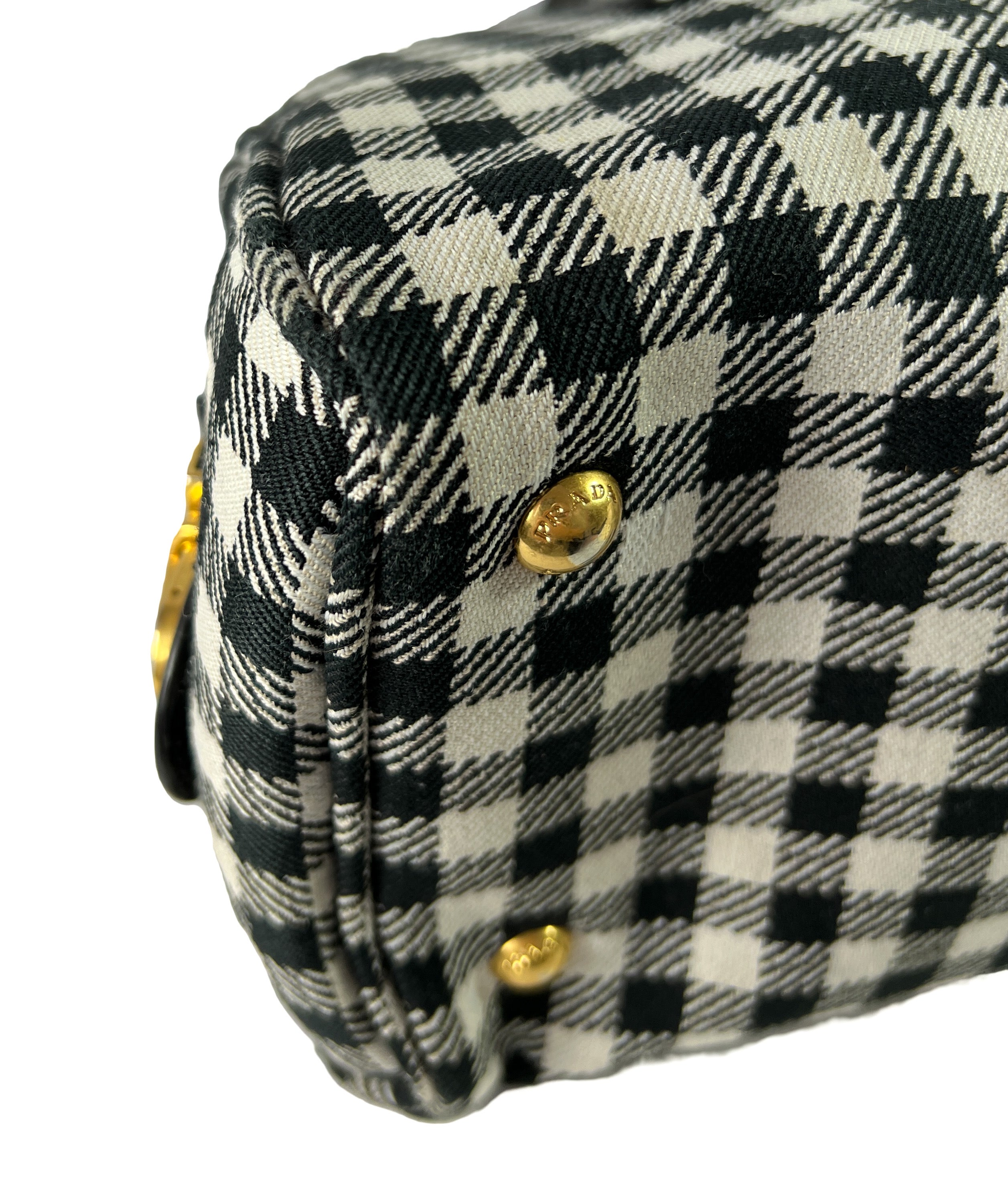 Prada black and white check satchel