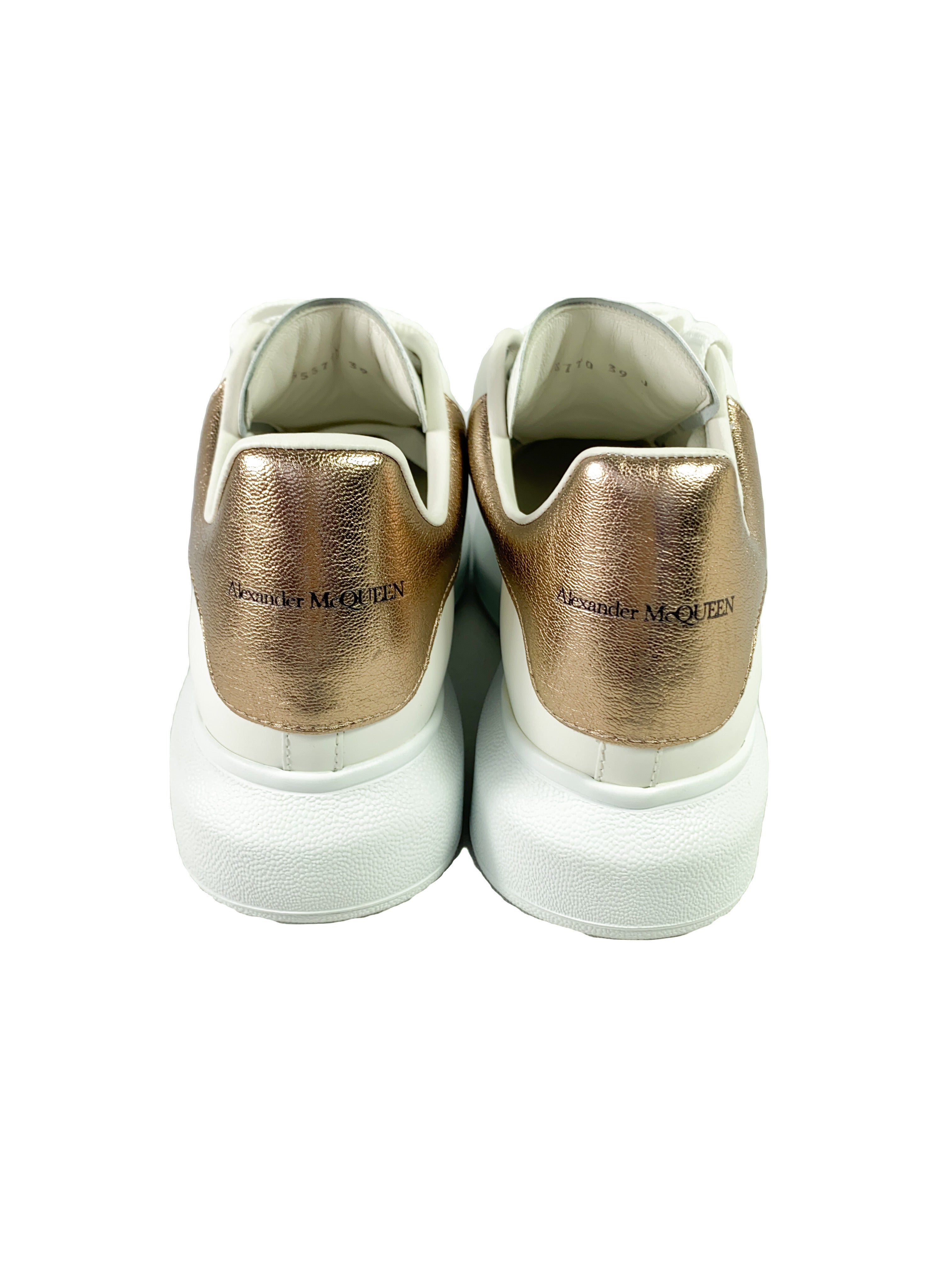 Alexander McQueen white rose gold oversized sneakers size 39 NEW