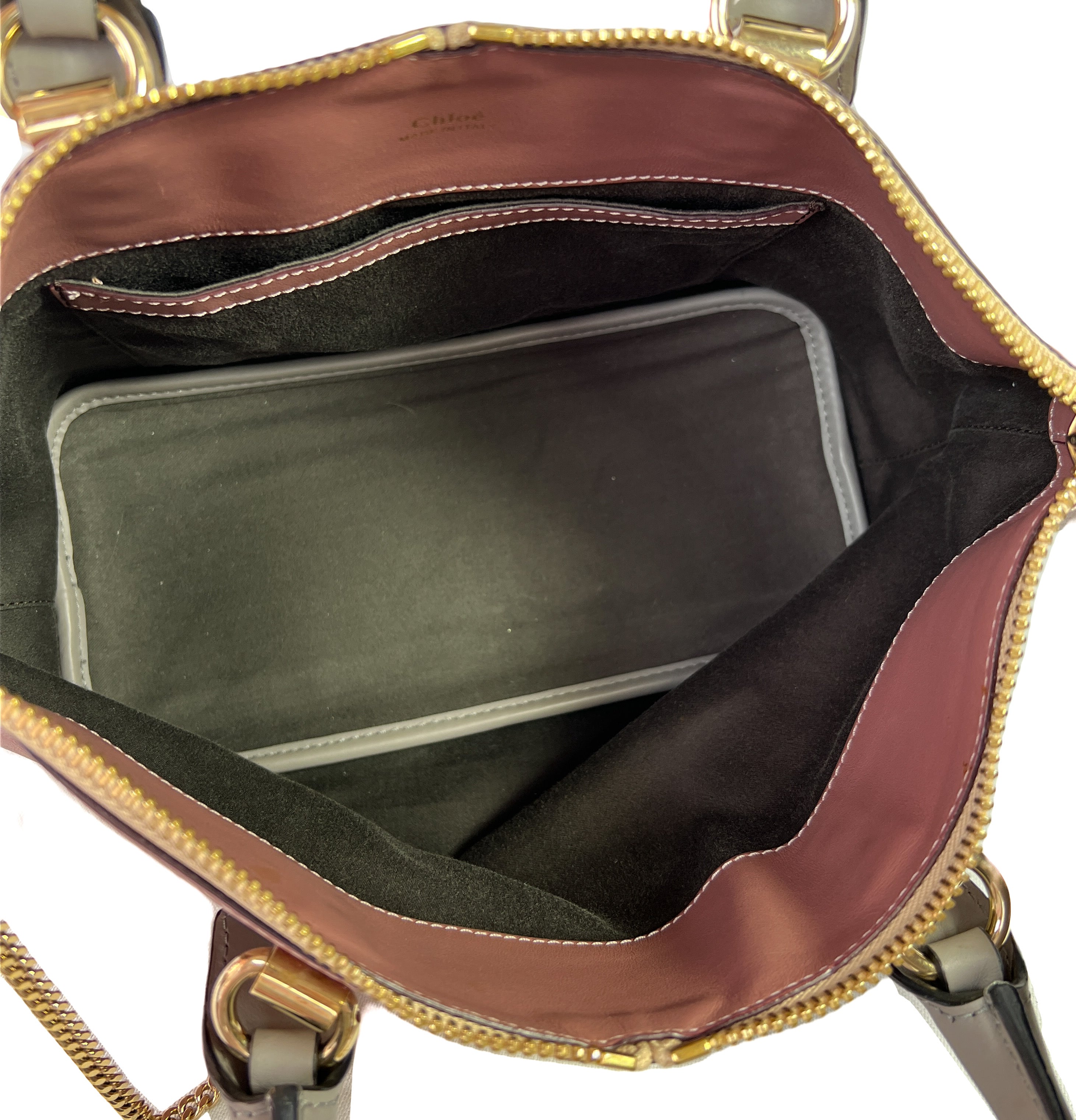 Chloe mauve and gray leather Baylee bag