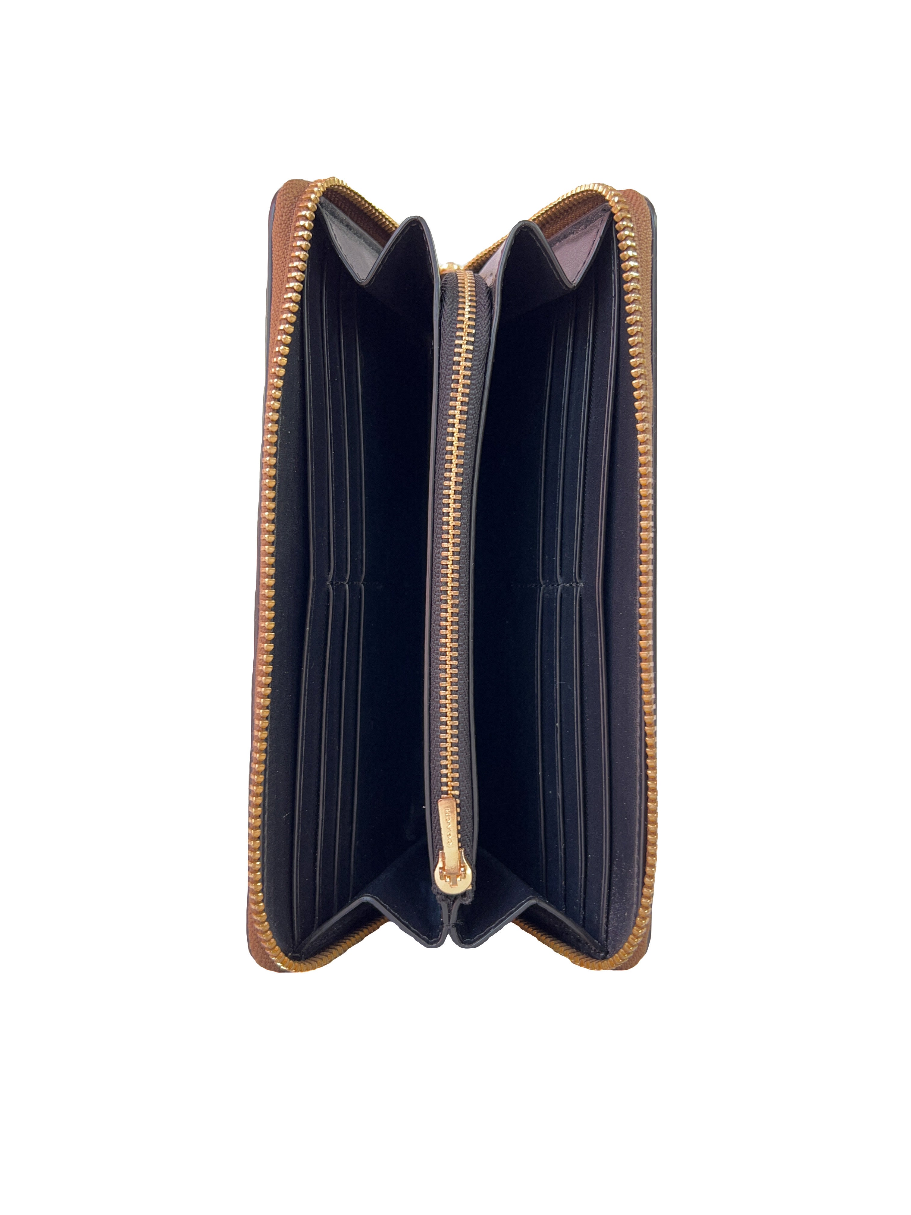 Coach brown and red leather coated canvas wallet