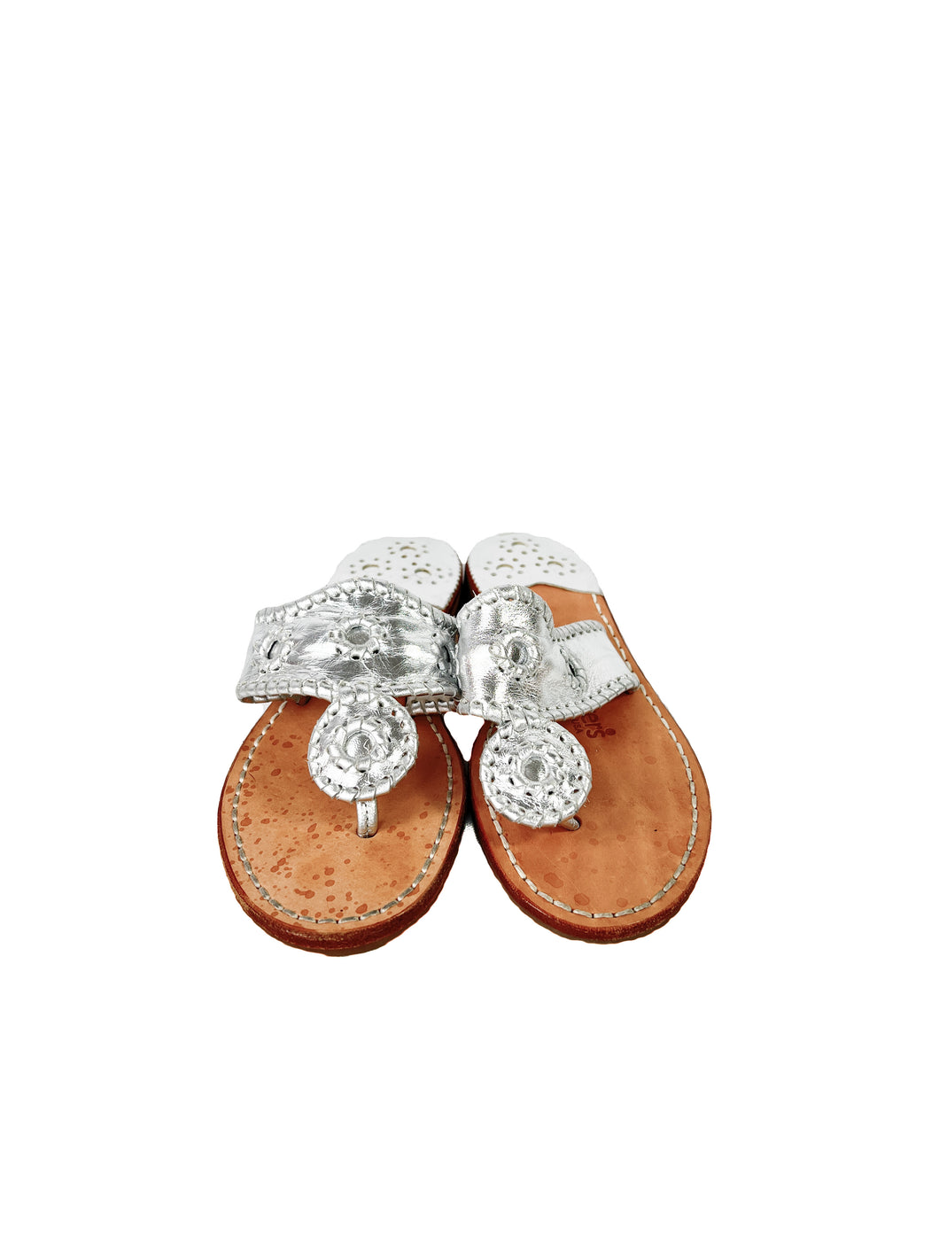 Jack Rogers silver leather flip flops size 6 NEW