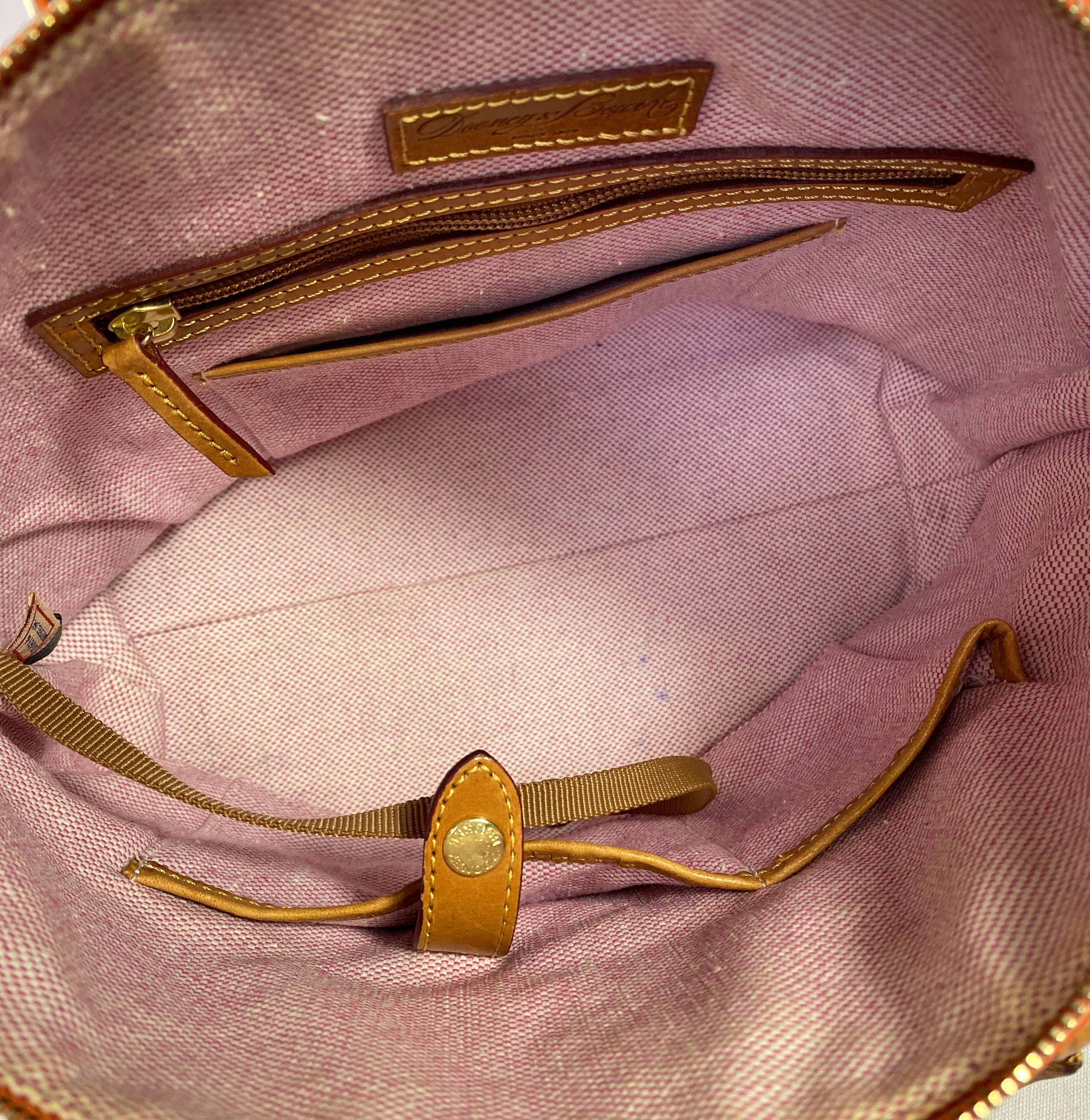 Dooney & Bourke orange brown leather double pocket satchel