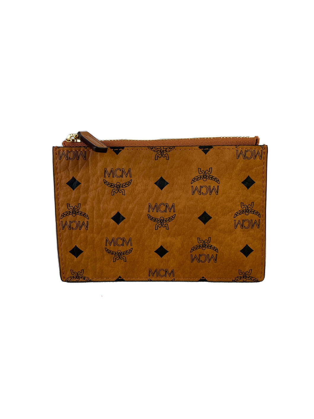 MCM brown visetos small zip pouch